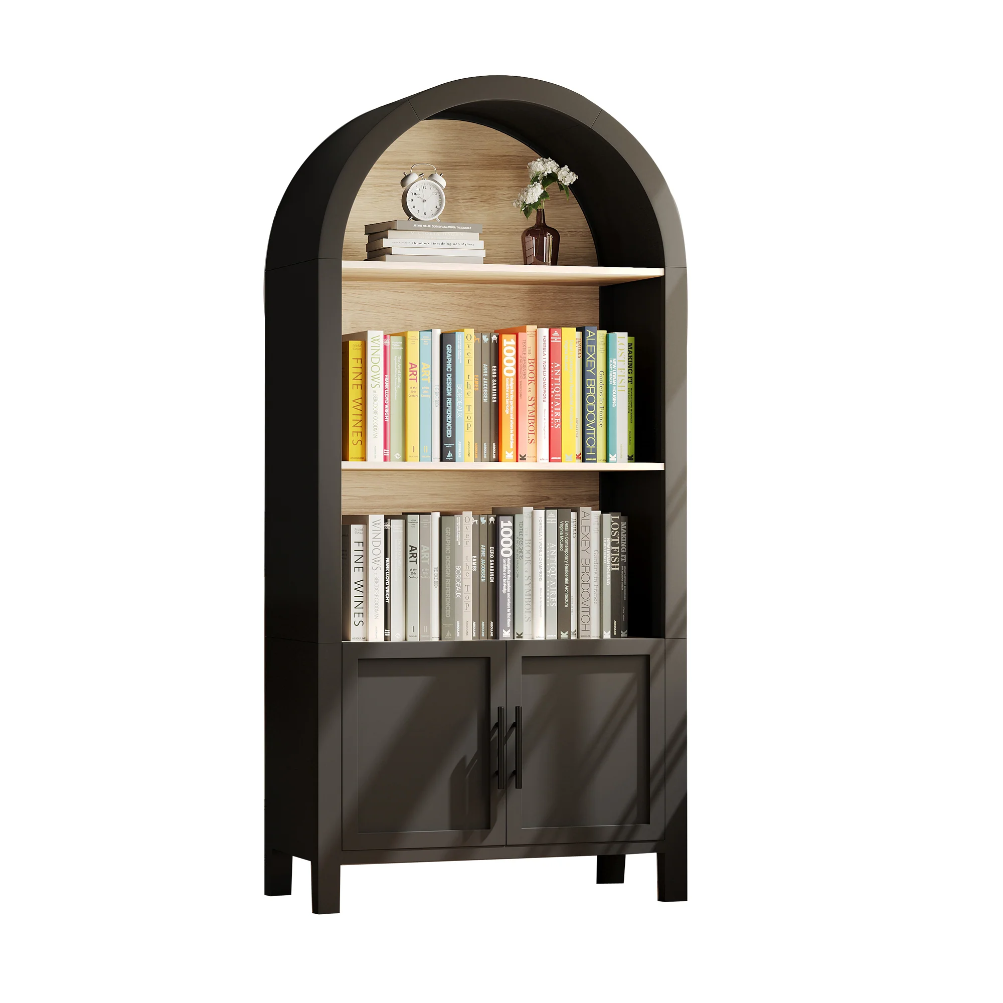 Grantham Arched 3-Tier Bookcase Cabinet with Door - Image 9