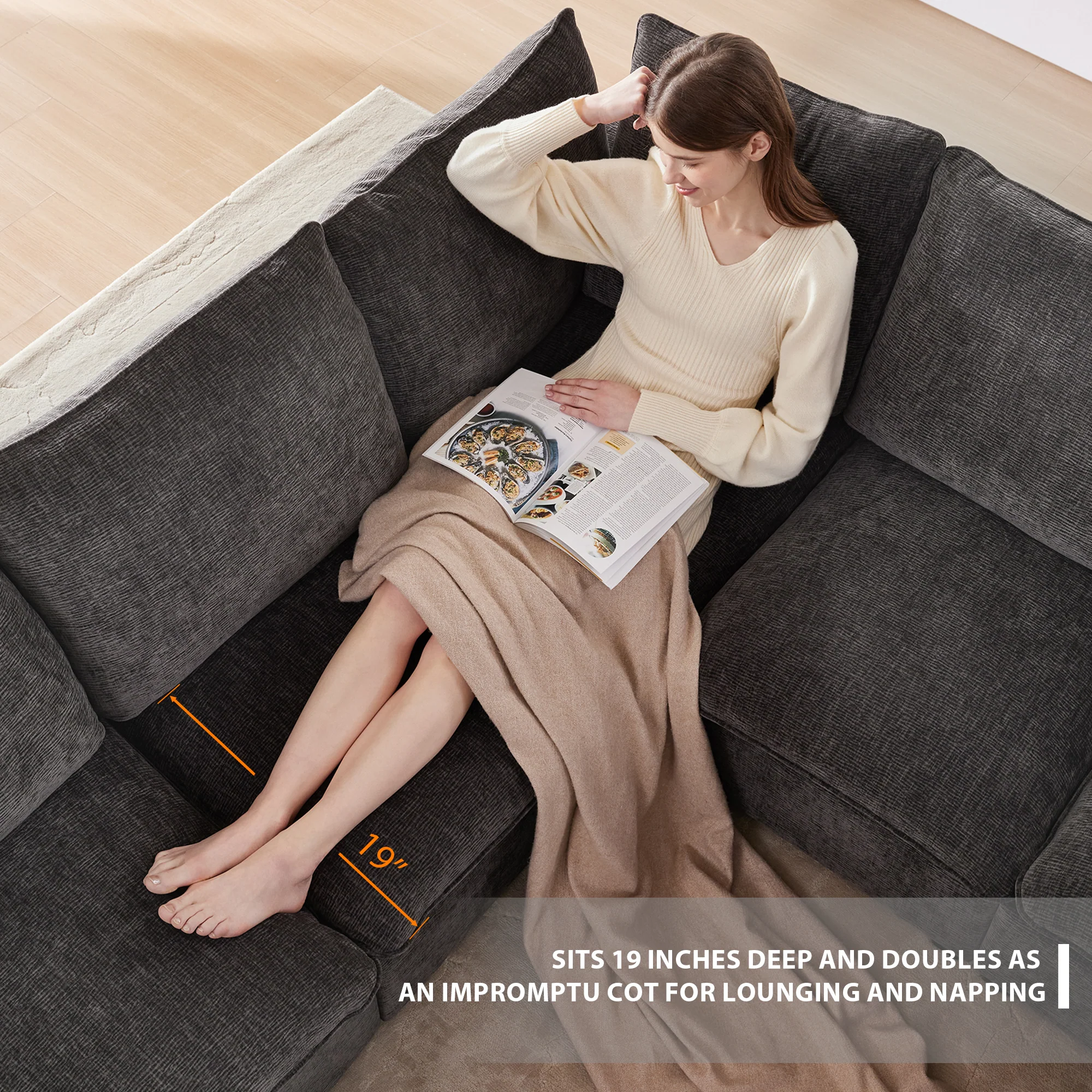 Chenille Modular U-Shape Sectional Sofa, Seats 7 - Image 10