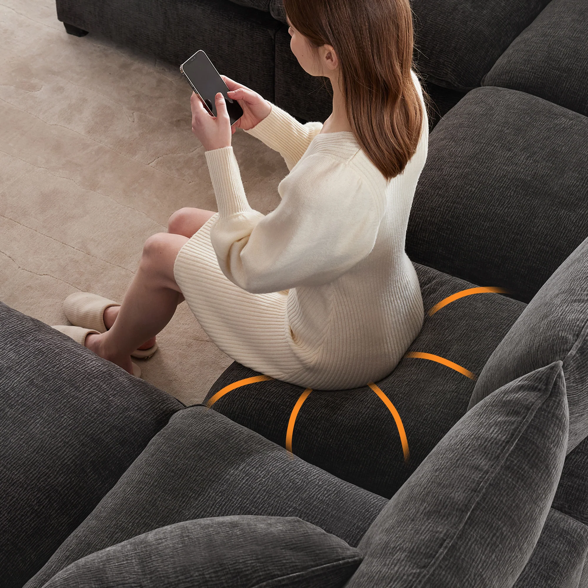 Chenille Modular U-Shape Sectional Sofa, Seats 7 - Image 11