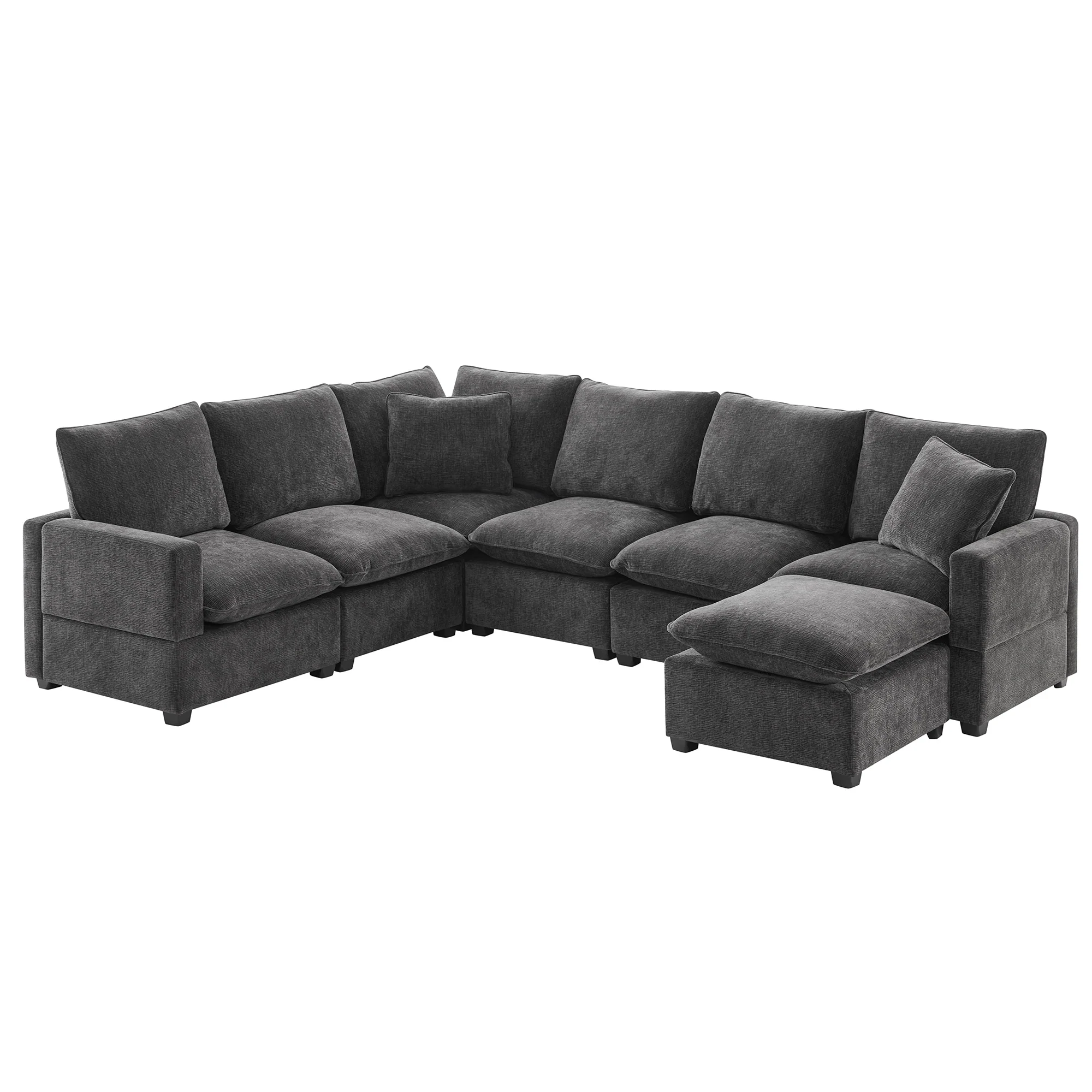 Chenille Modular U-Shape Sectional Sofa, Seats 7 - Image 13