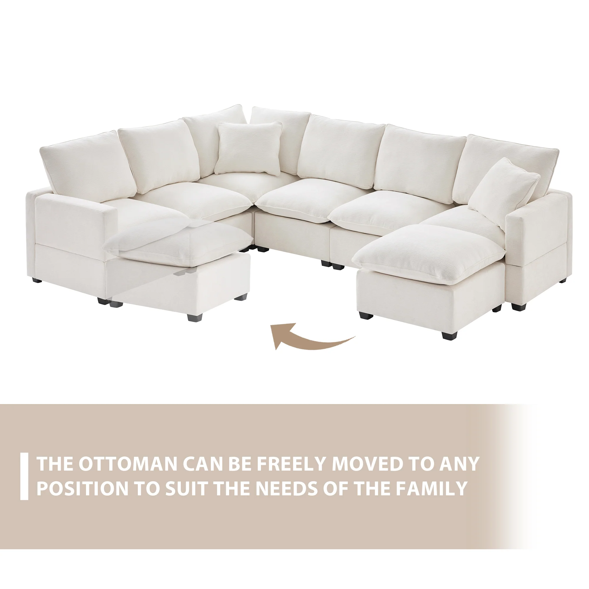 Chenille Modular U-Shape Sectional Sofa, Seats 7 - Image 31