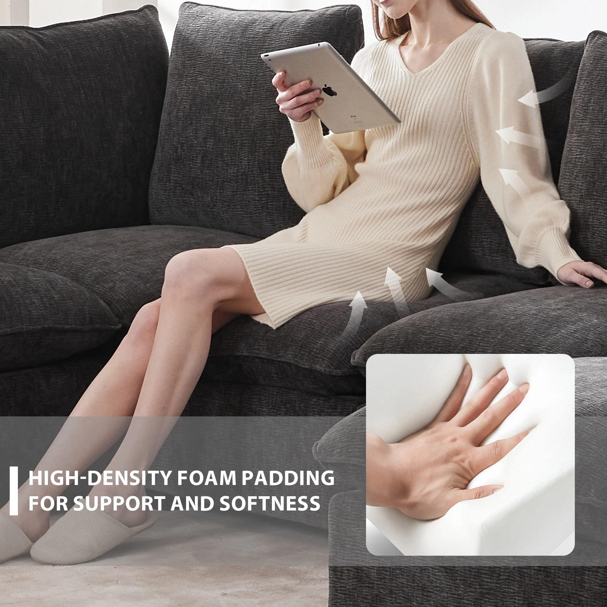 Chenille Modular U-Shape Sectional Sofa, Seats 7 - Image 5