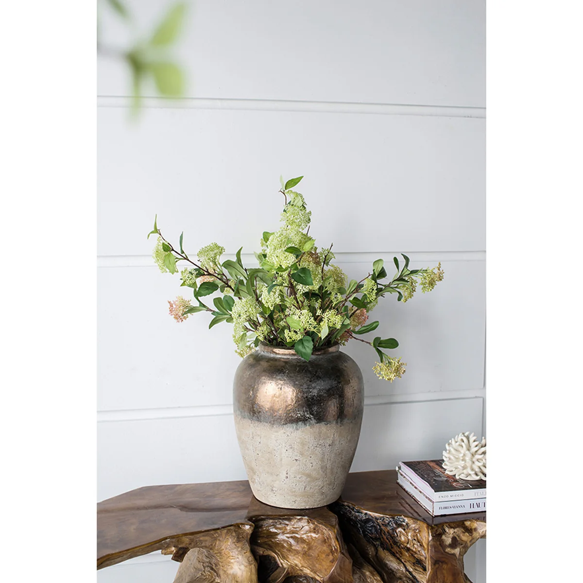 16" Round Sienna Brown Ceramic Accent Vase - Image 10