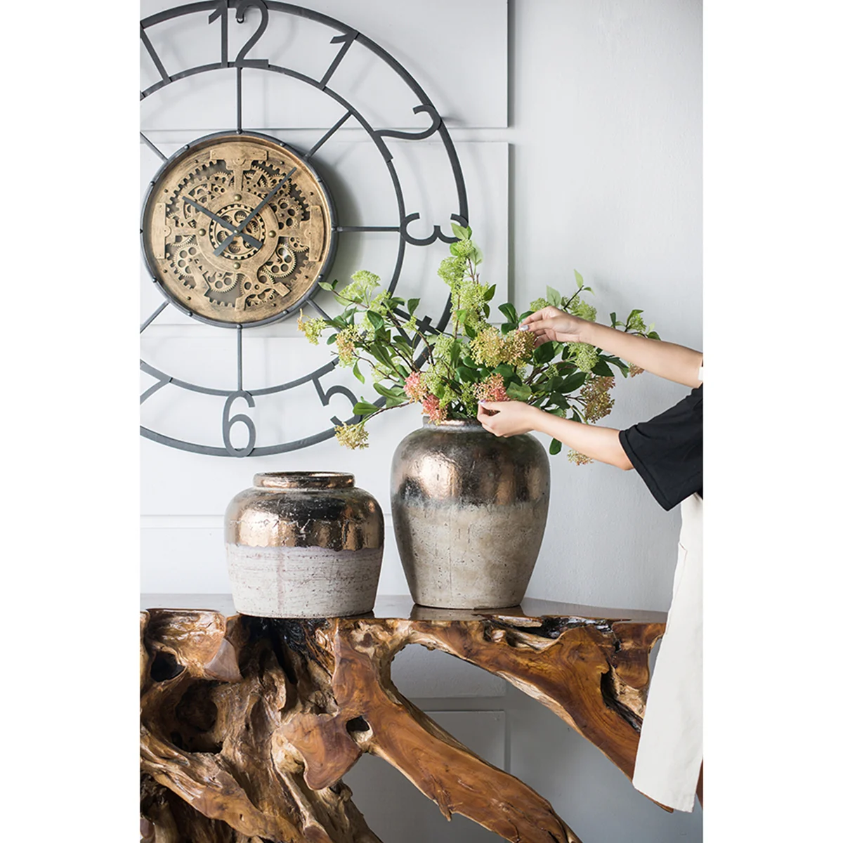 16" Round Sienna Brown Ceramic Accent Vase - Image 12