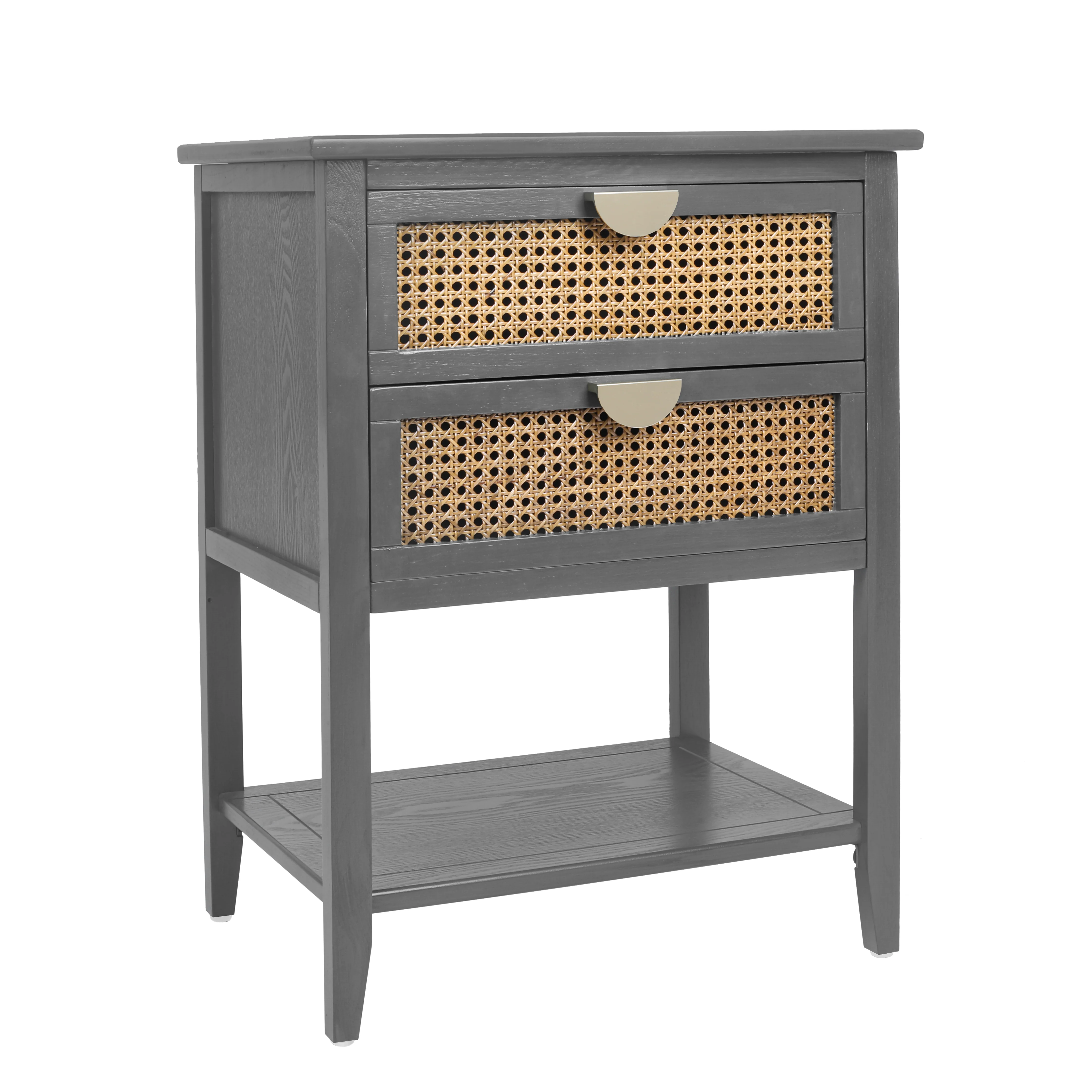 2-Drawer Side Table with Natural Rattan Drawers - Image 11