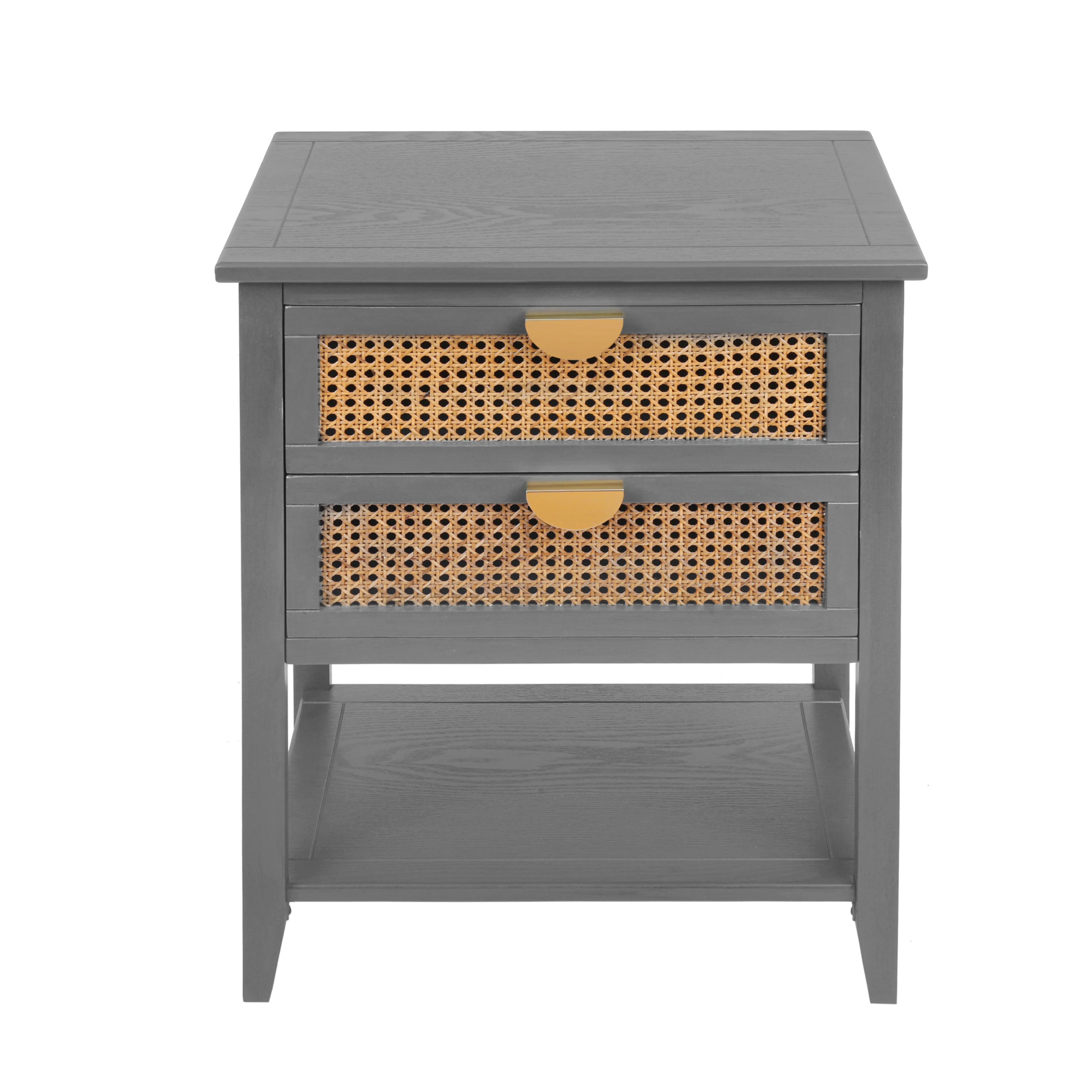 2-Drawer Side Table with Natural Rattan Drawers - Image 13