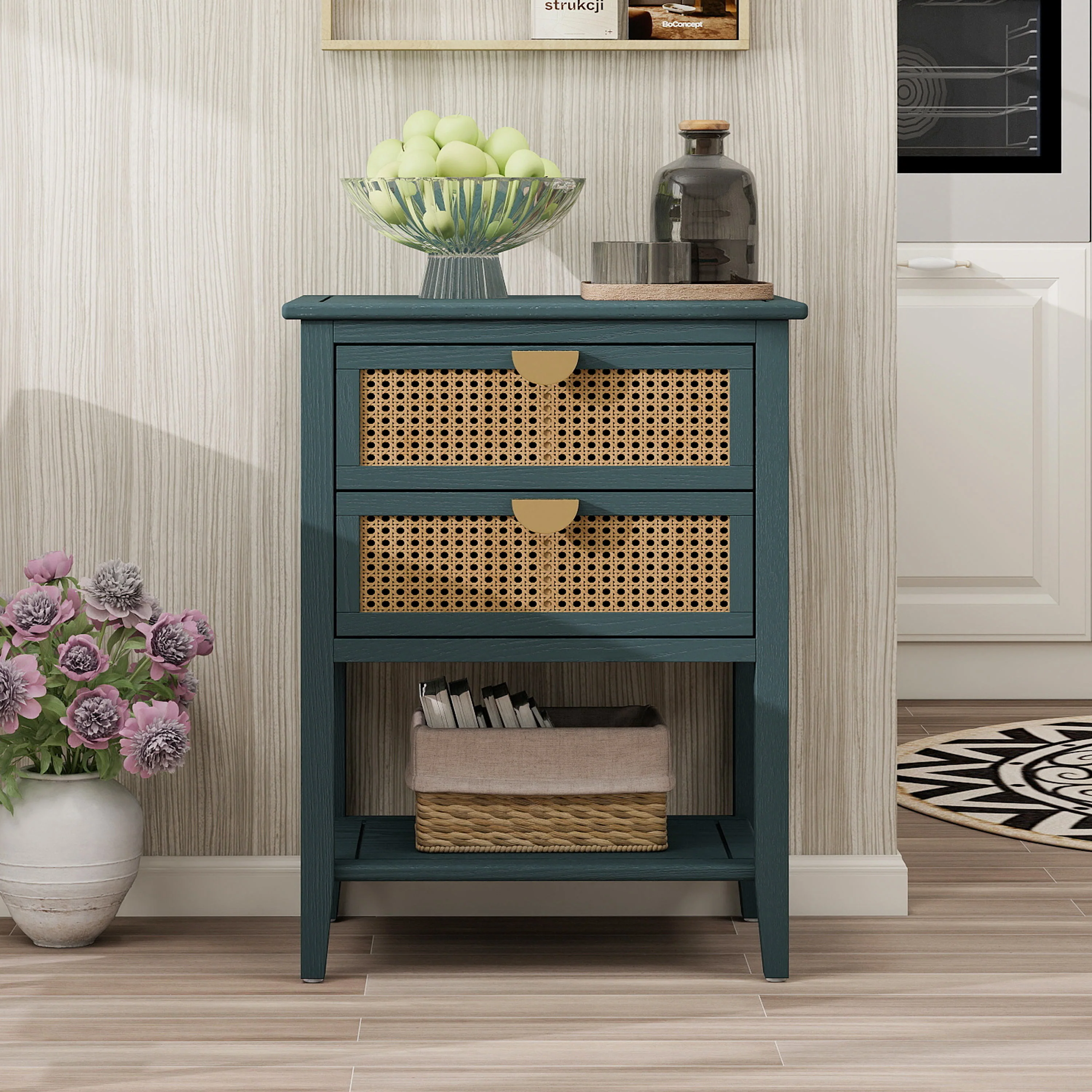 2-Drawer Side Table with Natural Rattan Drawers - Image 27