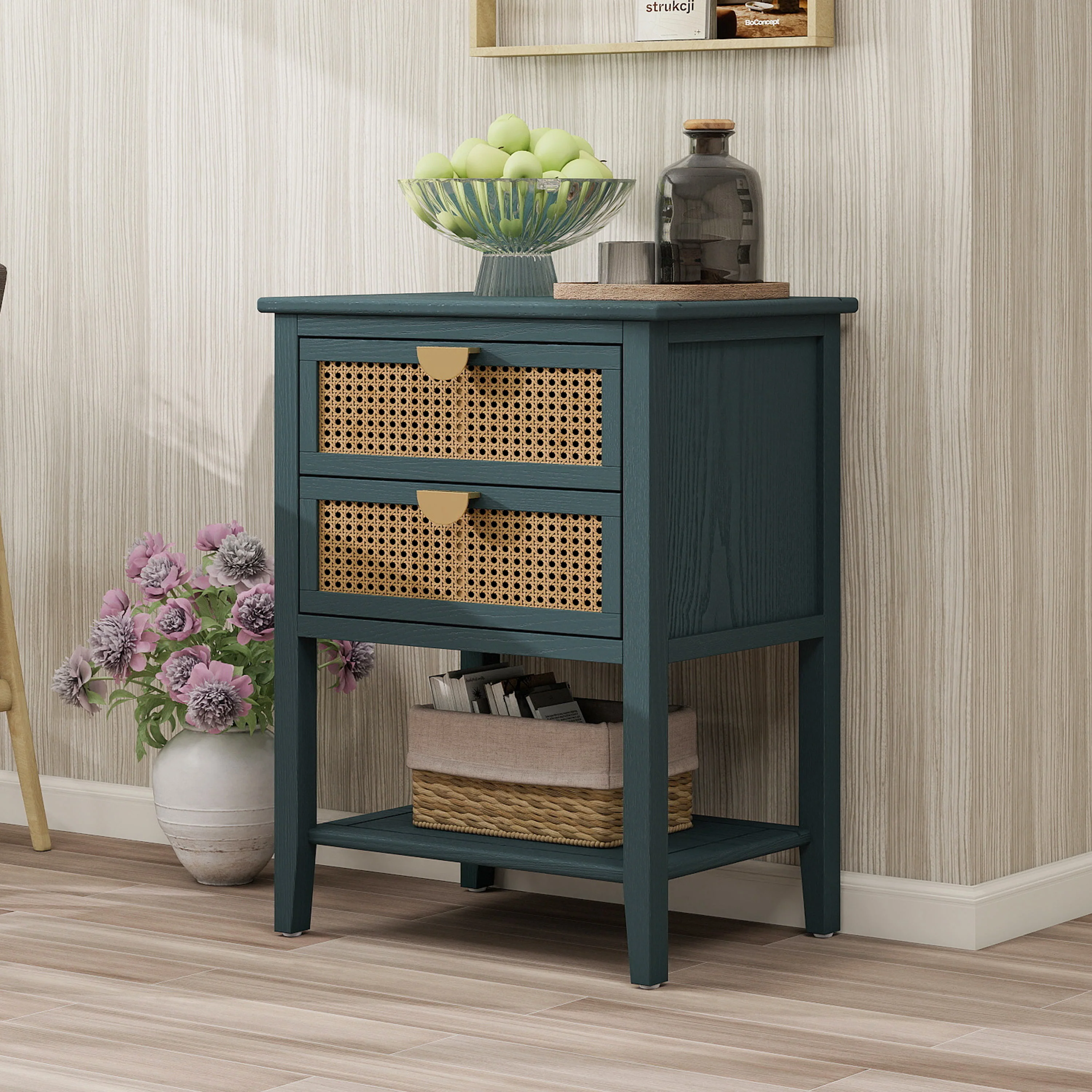 2-Drawer Side Table with Natural Rattan Drawers - Image 28