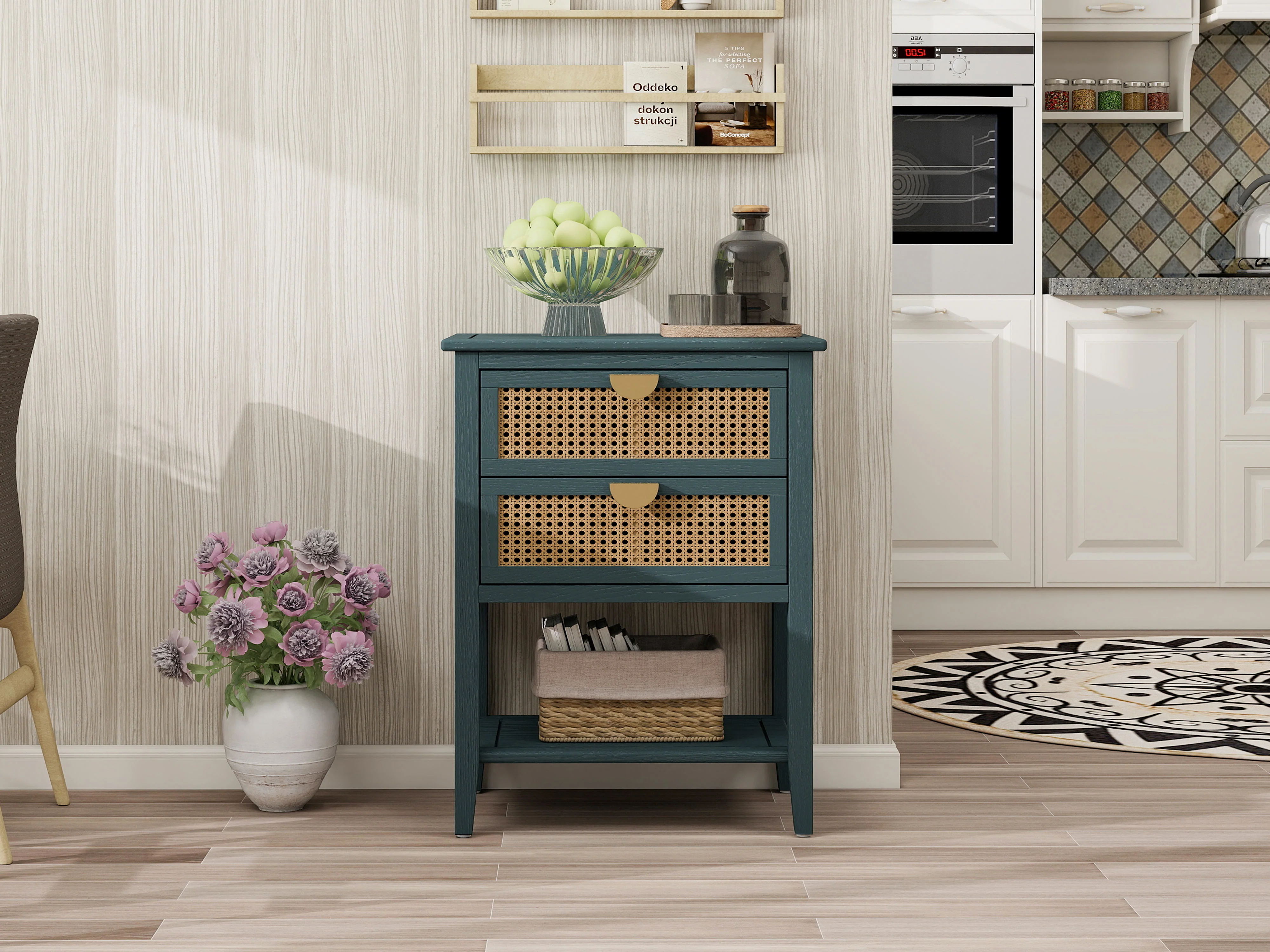 2-Drawer Side Table with Natural Rattan Drawers - Image 33