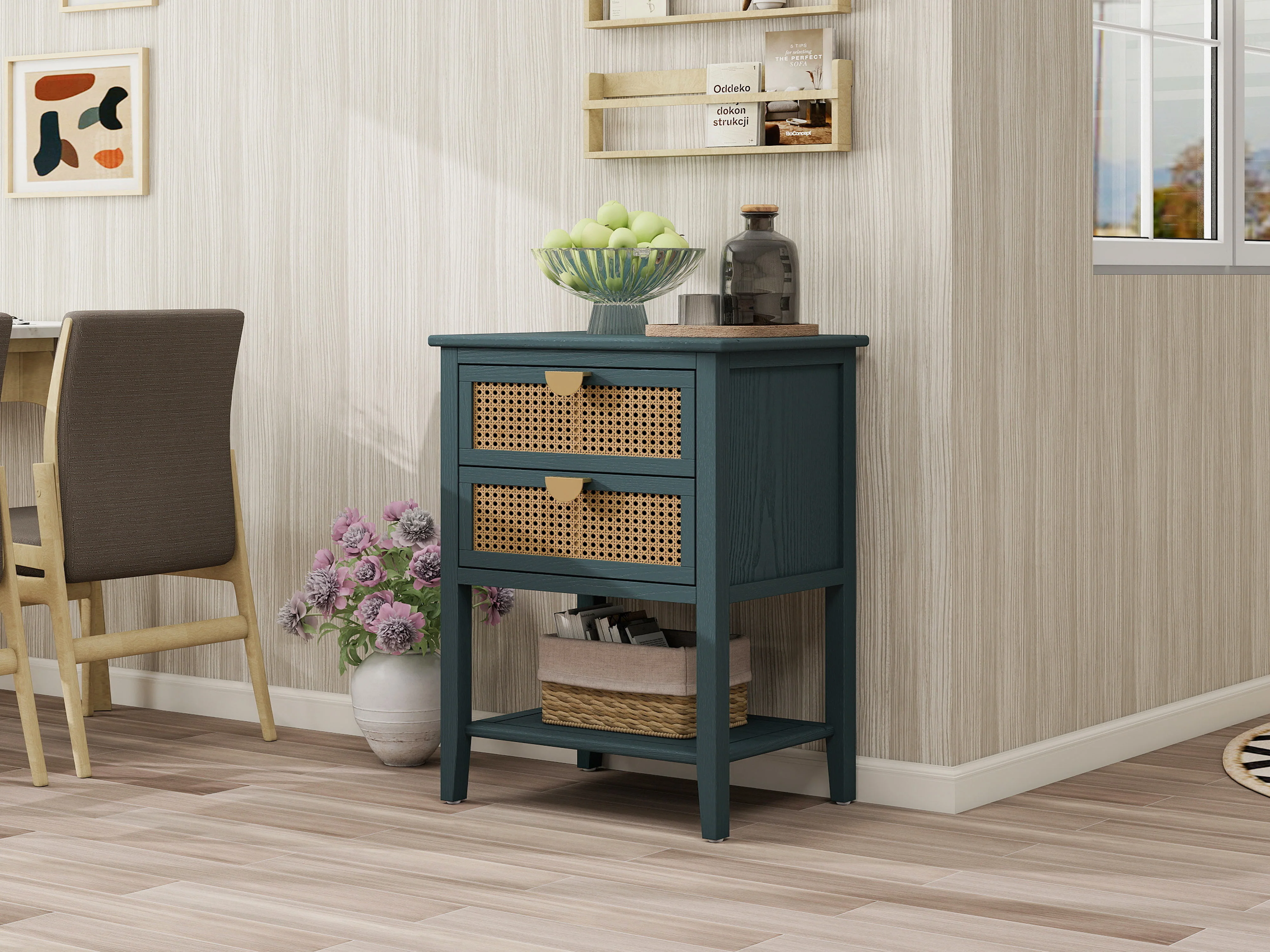 2-Drawer Side Table with Natural Rattan Drawers - Image 34