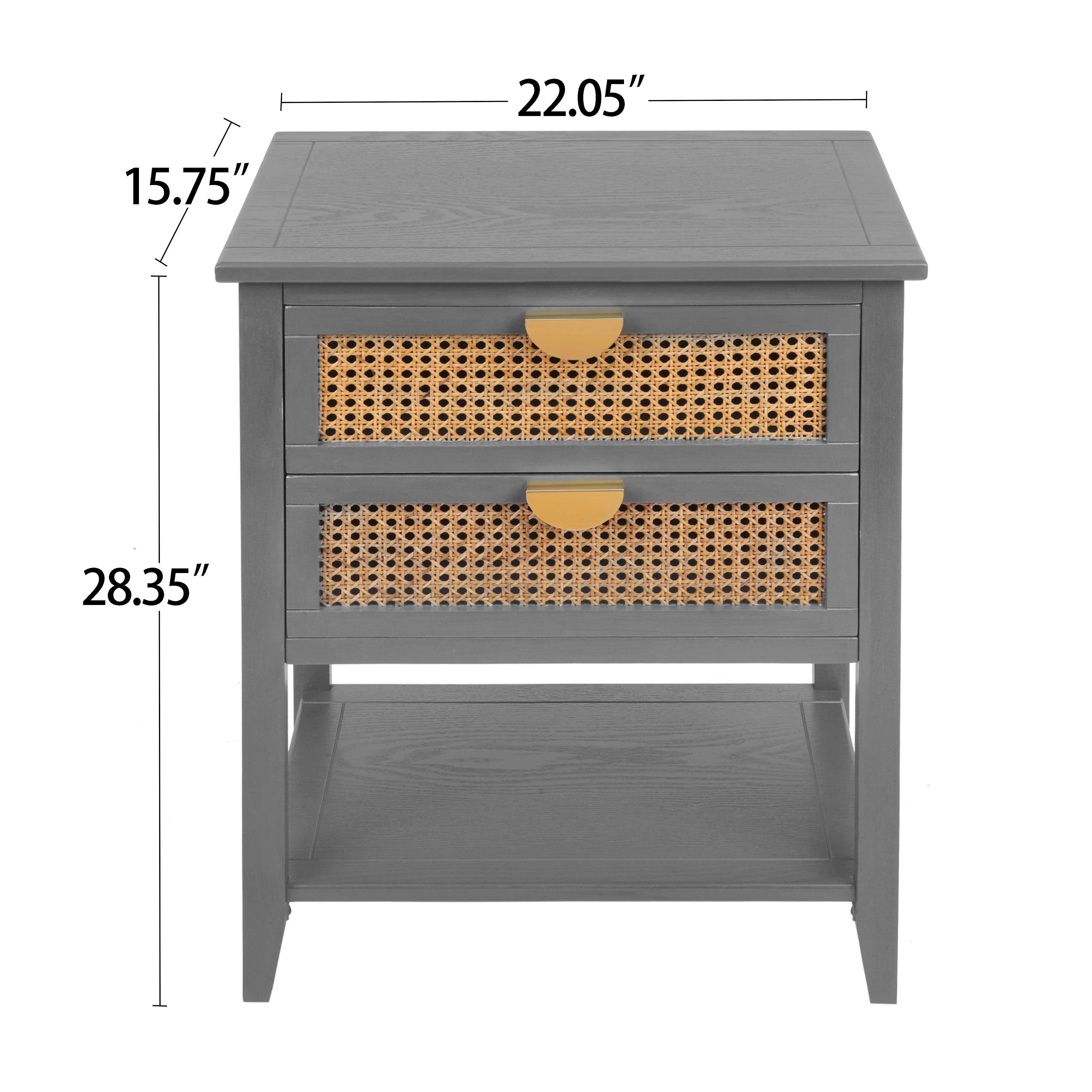 2-Drawer Side Table with Natural Rattan Drawers - Image 4
