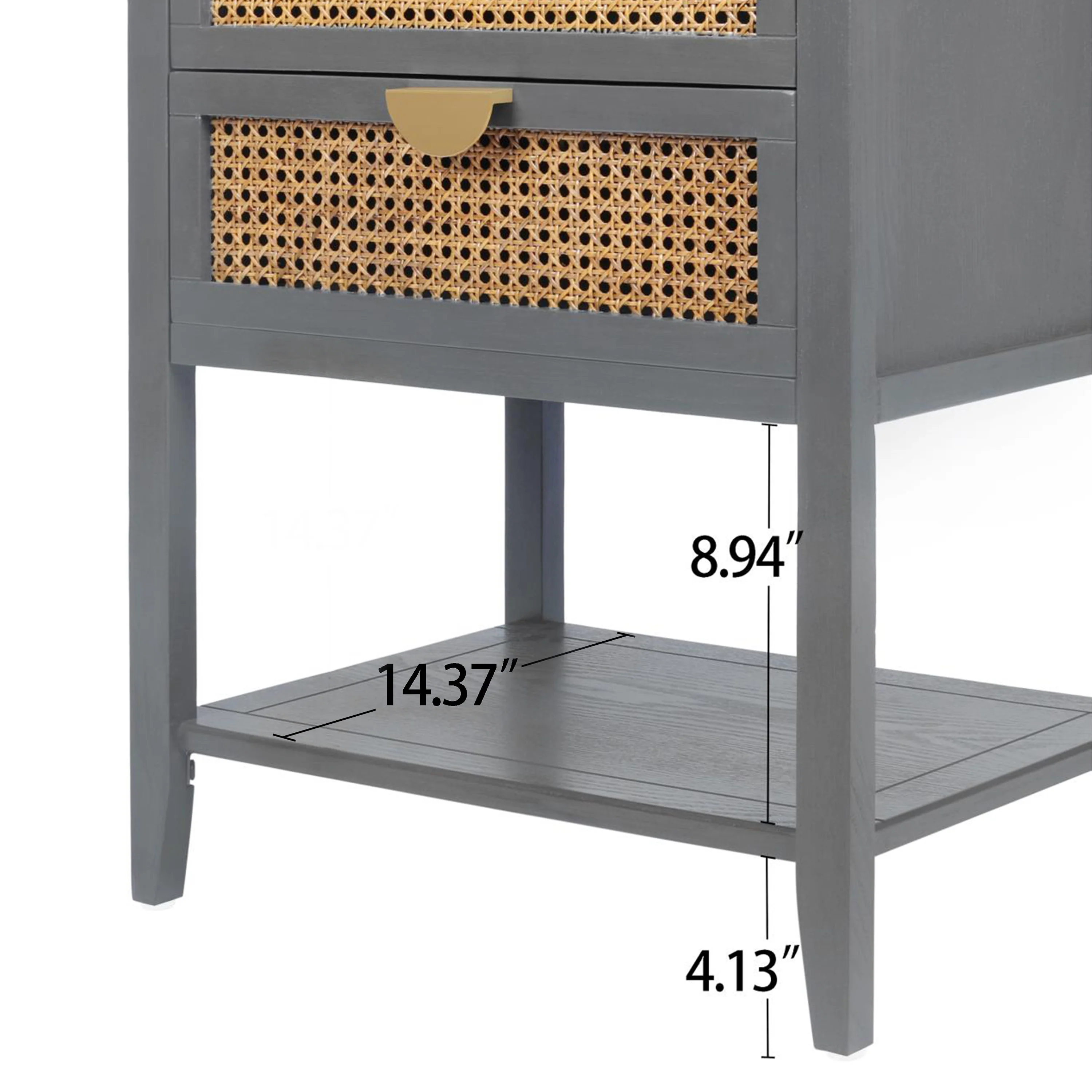 2-Drawer Side Table with Natural Rattan Drawers - Image 5