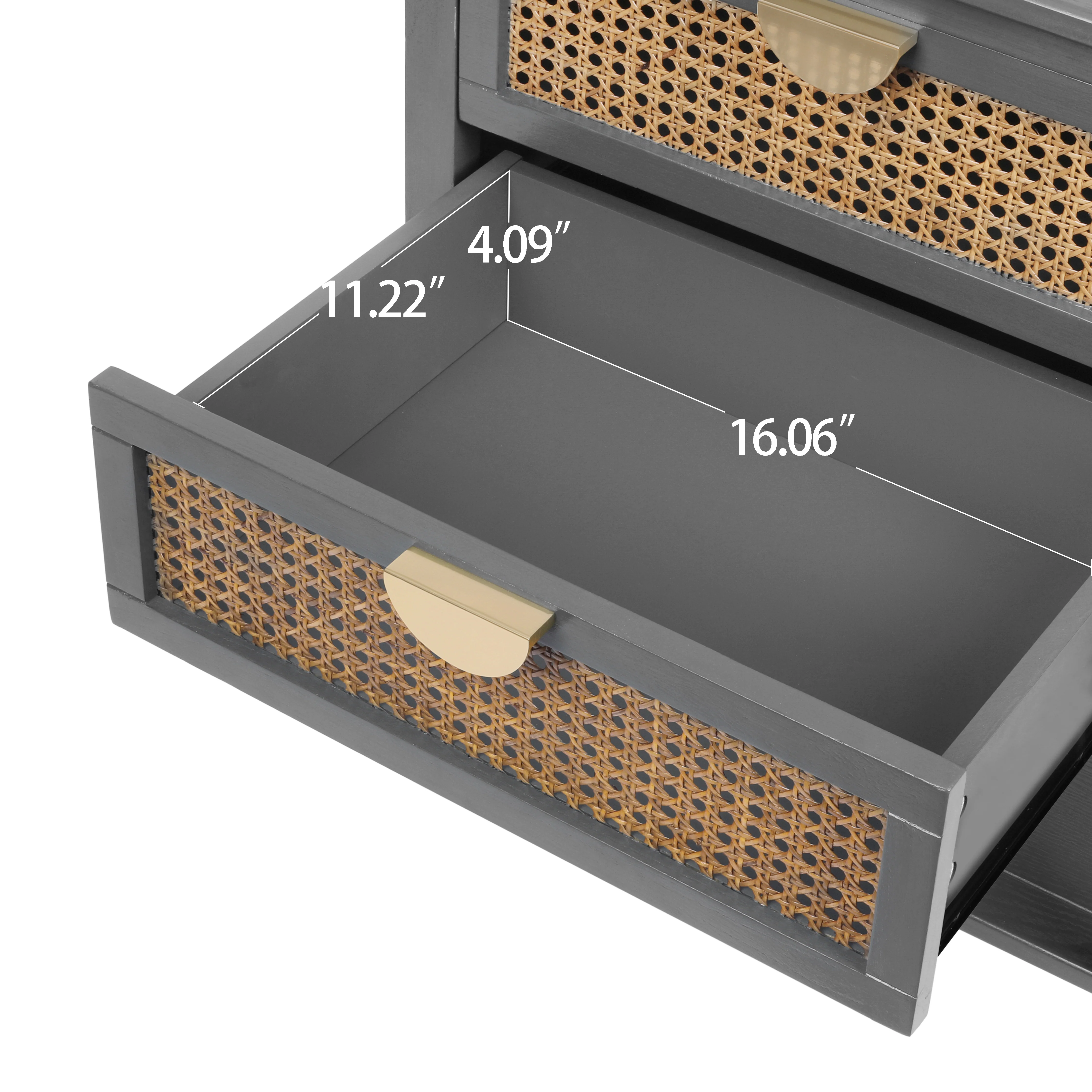 2-Drawer Side Table with Natural Rattan Drawers - Image 6