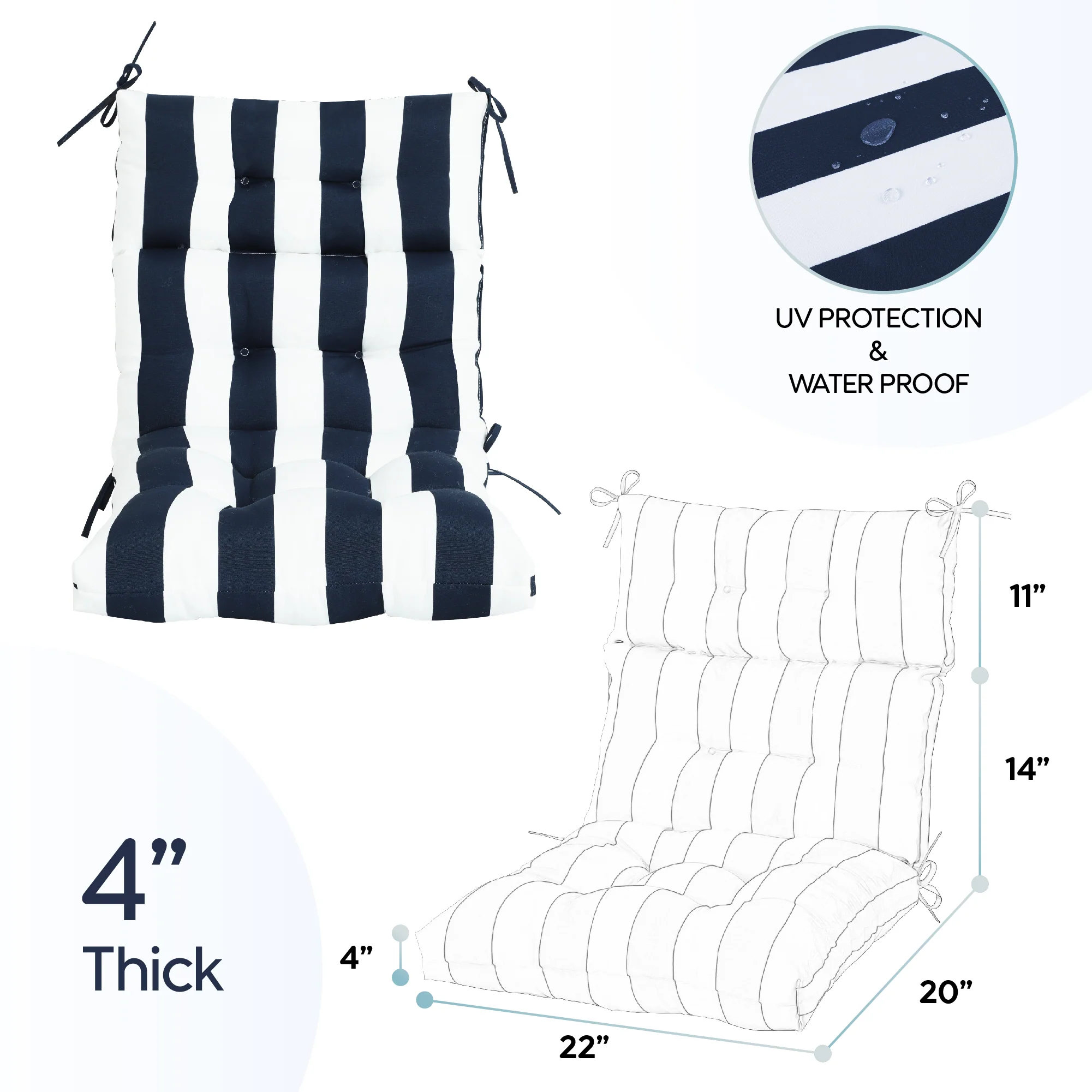 High Back Patio Chair Cushion Set - Image 12