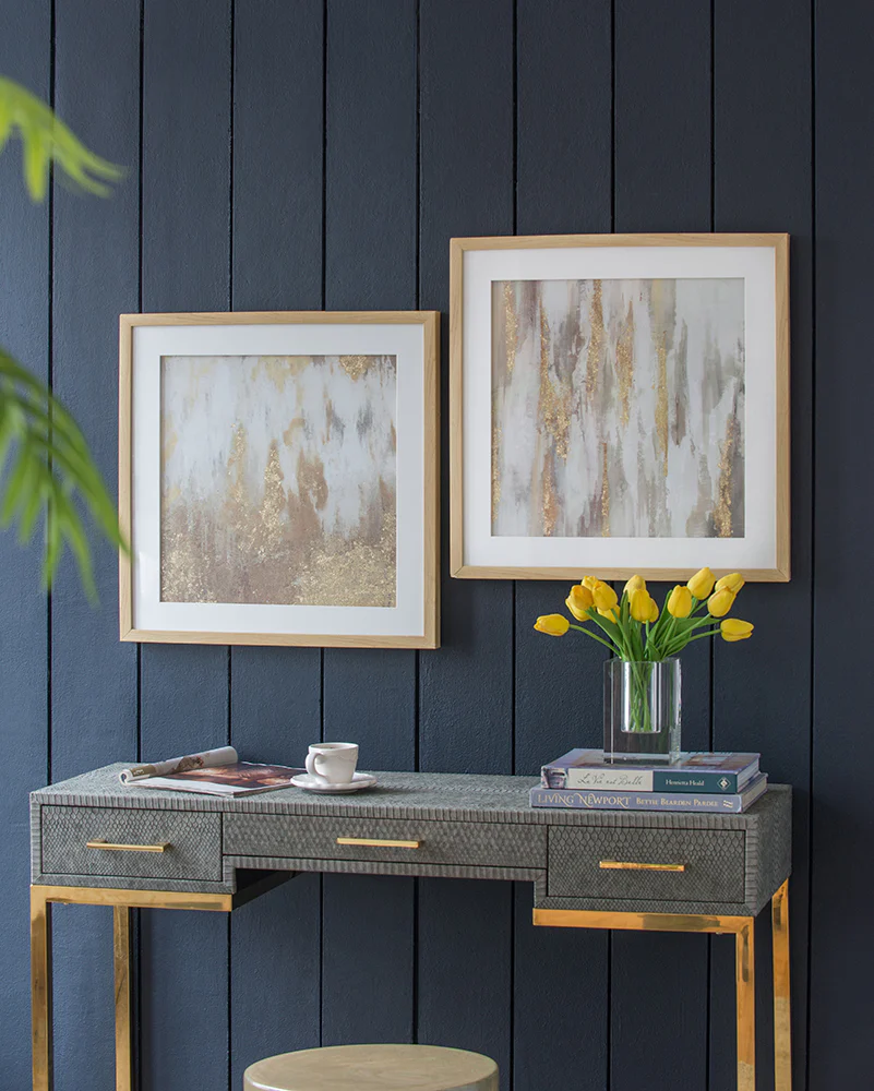 20.8x20.8x1.2' Framed Gold and Gray Wall Art with Glass Cover, Set of 2 - Image 7