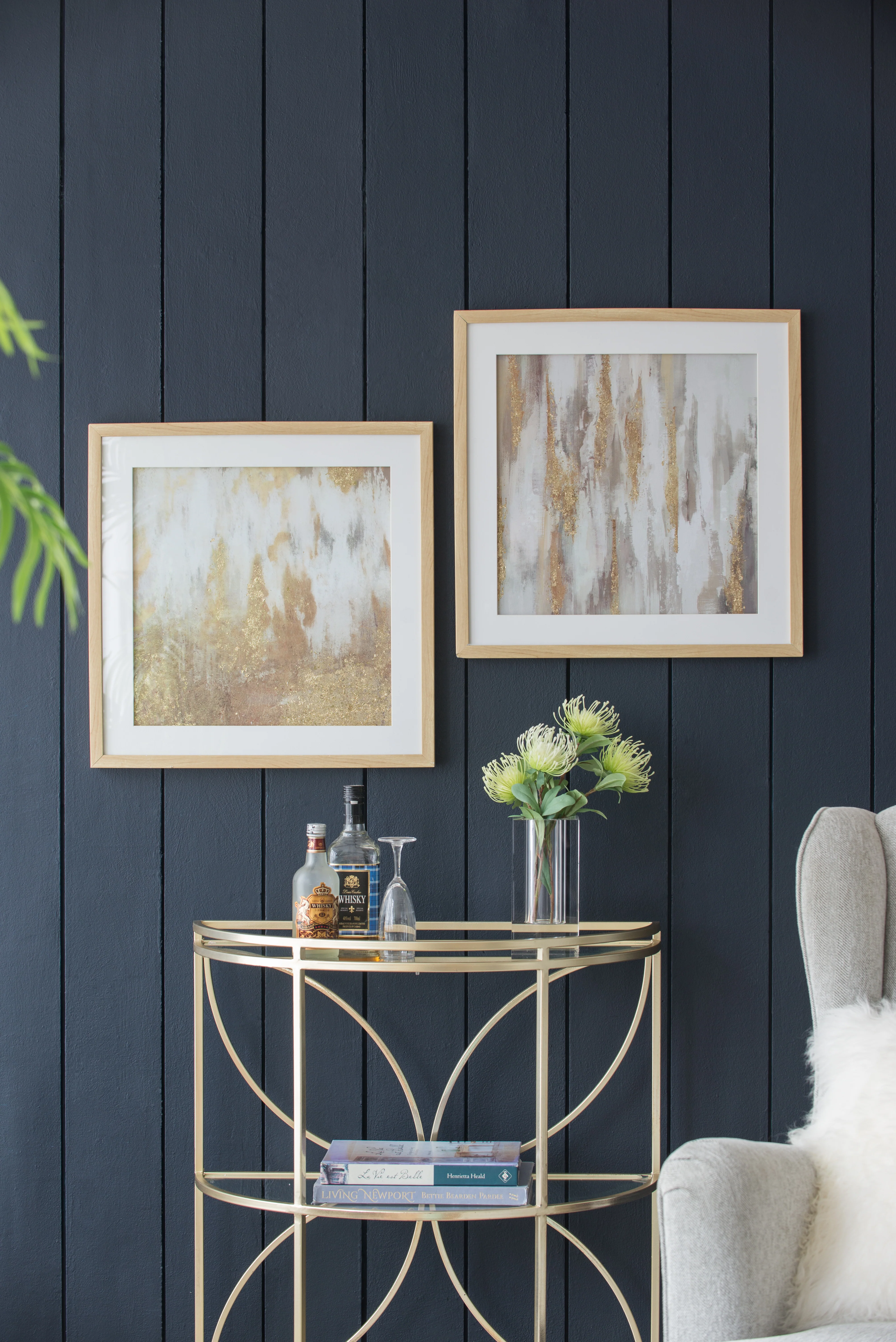 20.8x20.8x1.2' Framed Gold and Gray Wall Art with Glass Cover, Set of 2 - Image 8