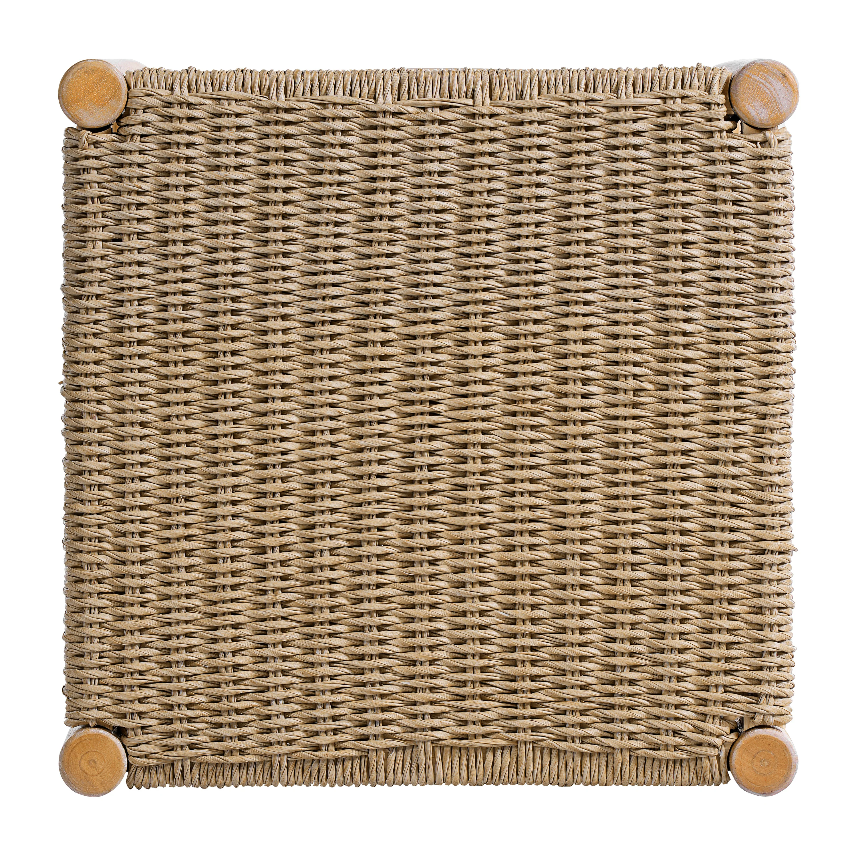 25.8" Boho Wicker Backless Stool Chairs with Acacia Wood Legs, Set of 2 - Image 12