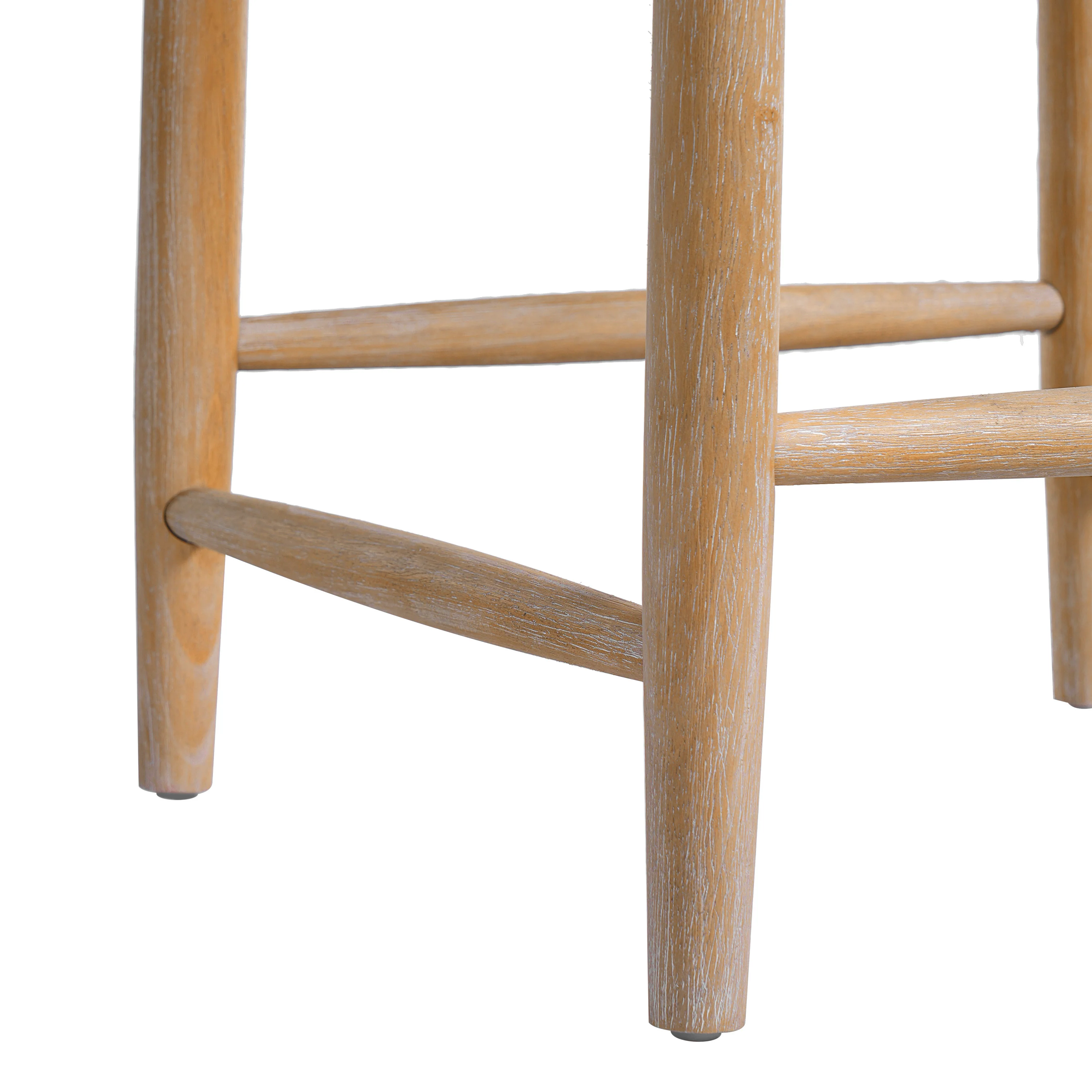 25.8" Boho Wicker Backless Stool Chairs with Acacia Wood Legs, Set of 2 - Image 13