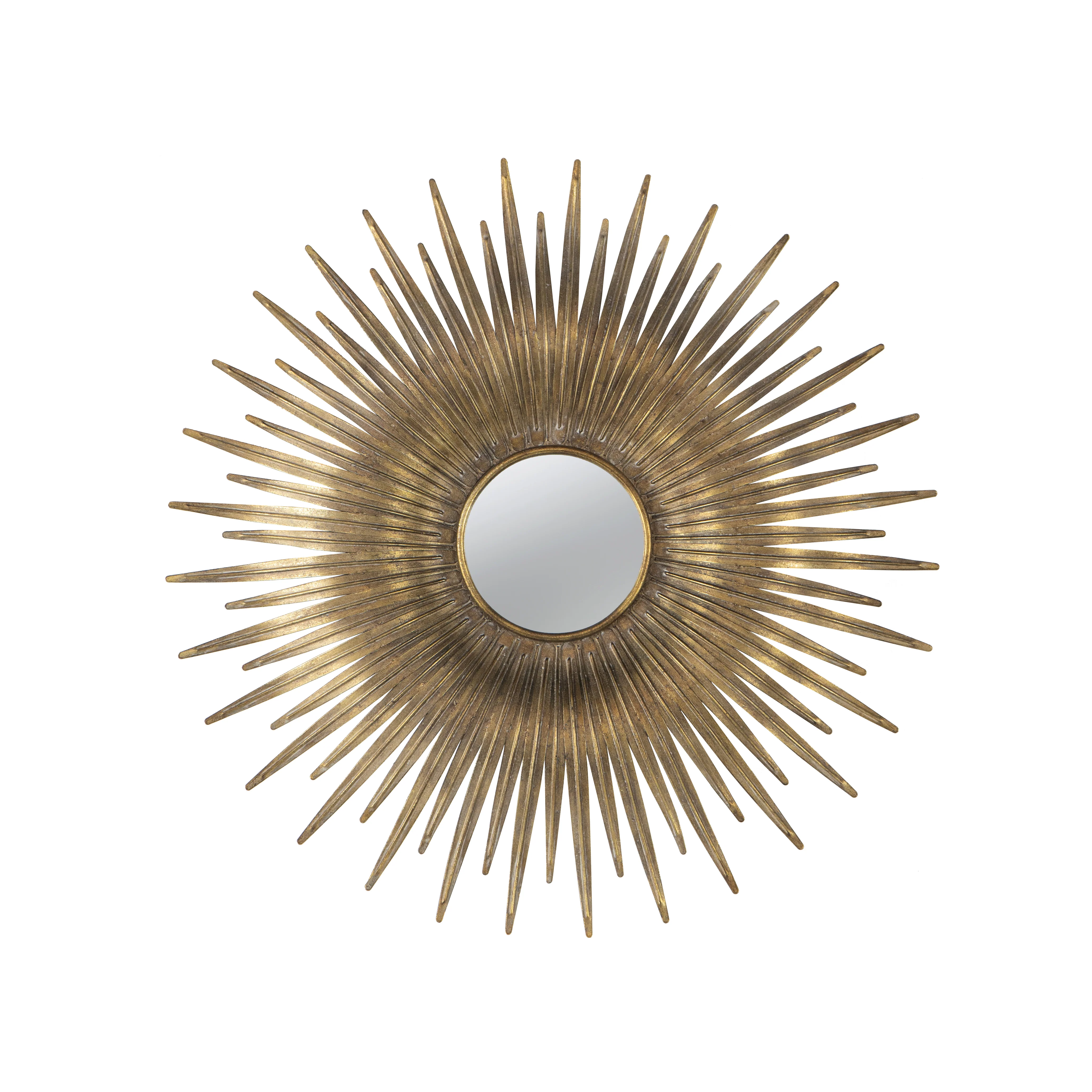28.3' in Retro Design Gold Sunburst Metal Wall Mirror Decorative Mirror - Image 2