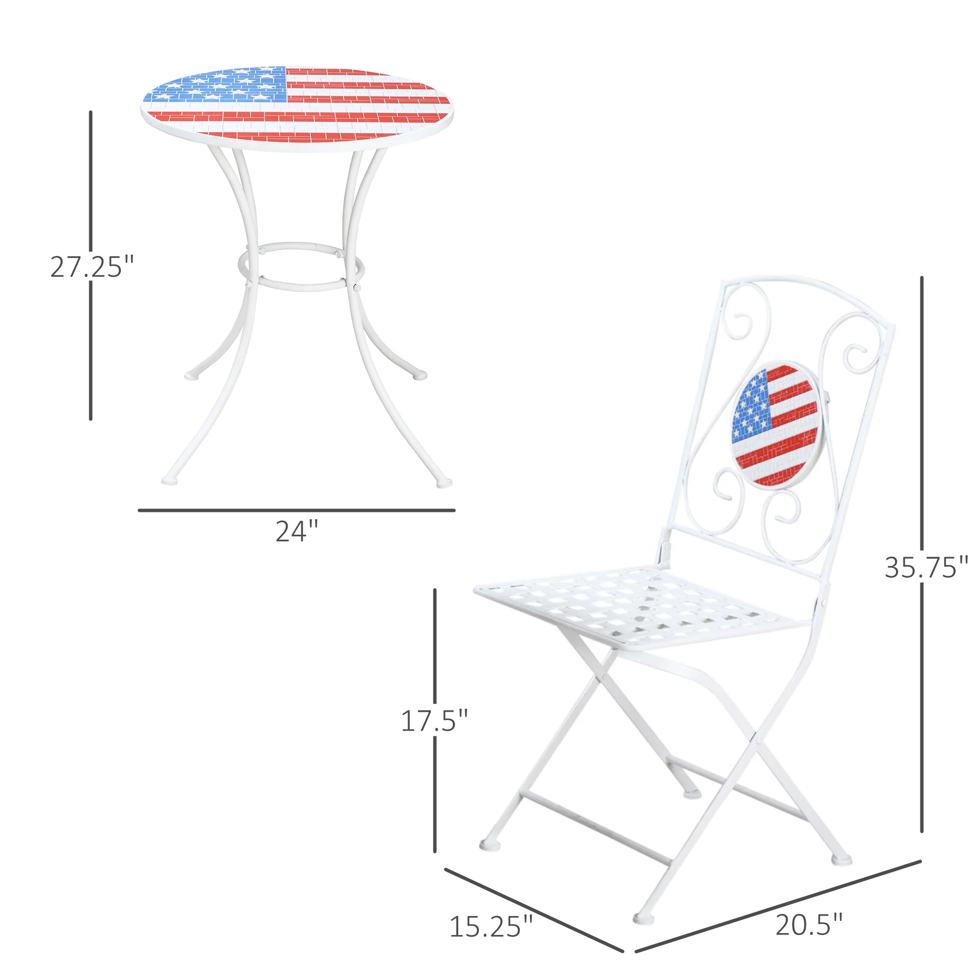 3 Piece Mosaic Americana Patio Bistro Set - Image 3
