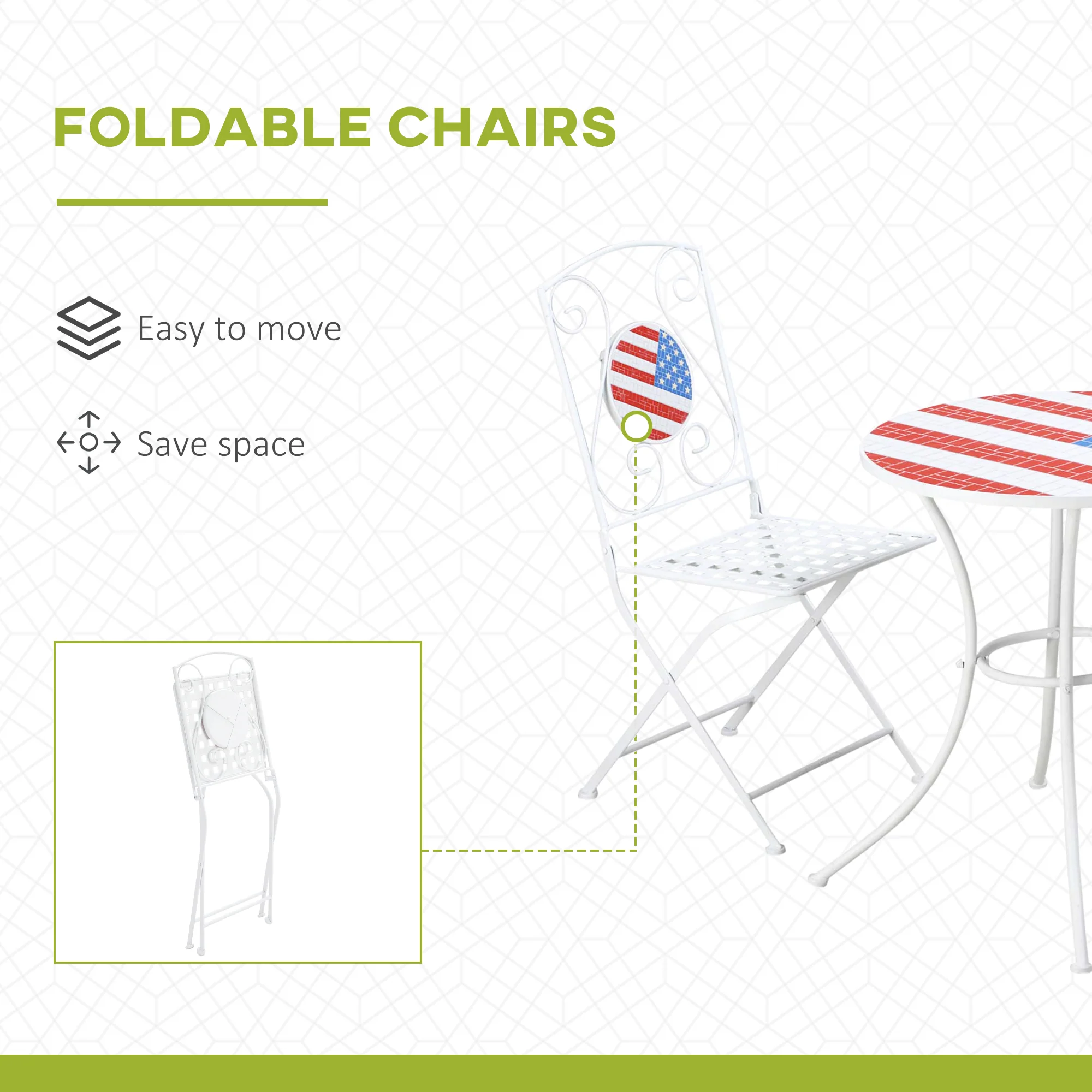 3 Piece Mosaic Americana Patio Bistro Set - Image 4
