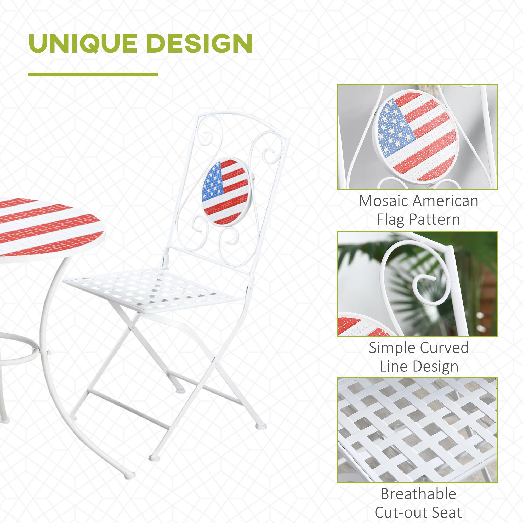 3 Piece Mosaic Americana Patio Bistro Set - Image 9