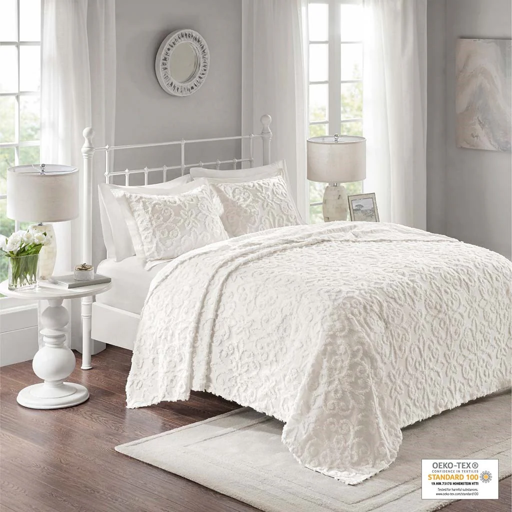 3 Piece Tufted Cotton Chenille Bedspread Set - Image 5