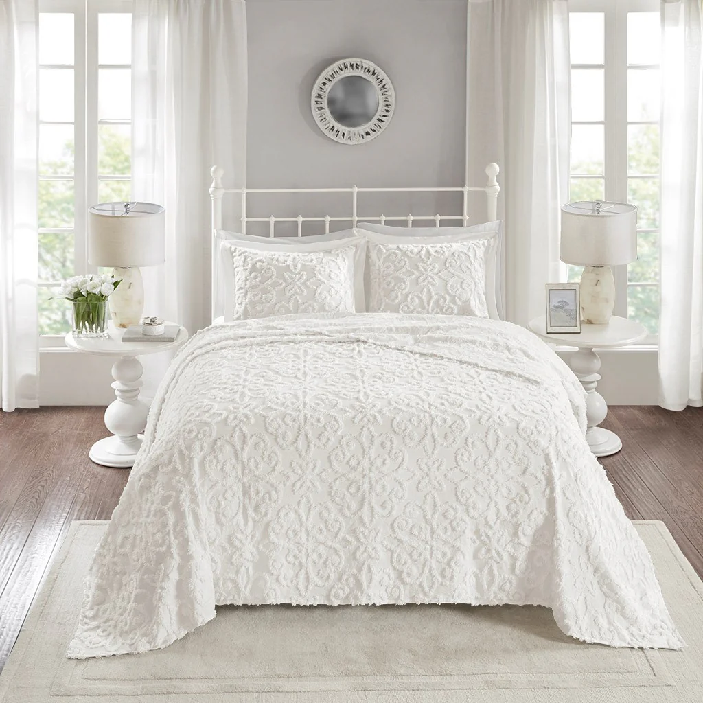 3 Piece Tufted Cotton Chenille Bedspread Set - Image 9