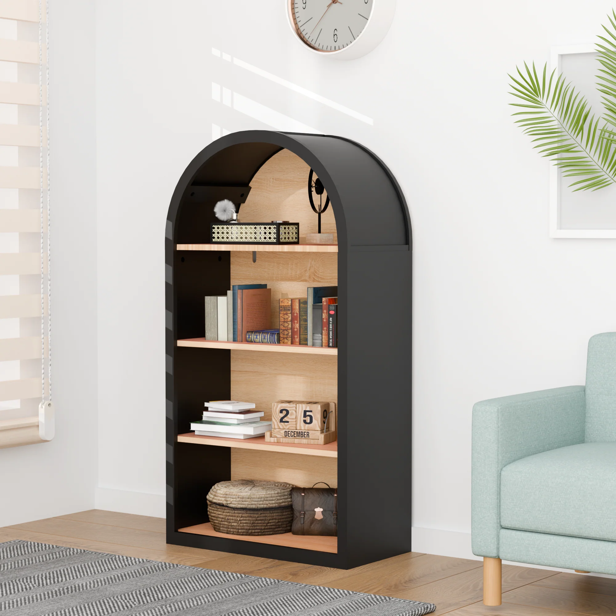 Pinevale 4-Tier Arched Bookshelf - Image 10
