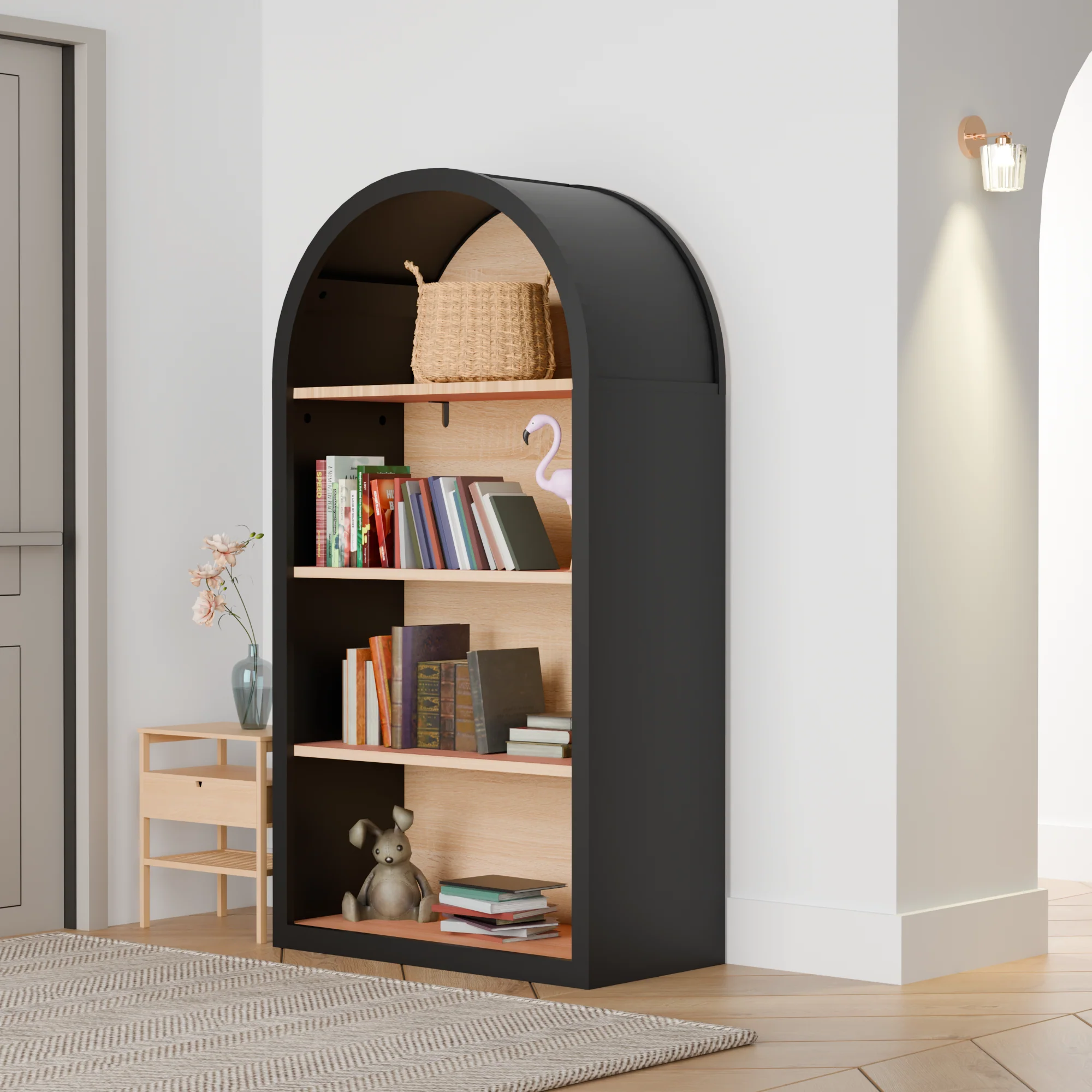 Pinevale 4-Tier Arched Bookshelf - Image 12