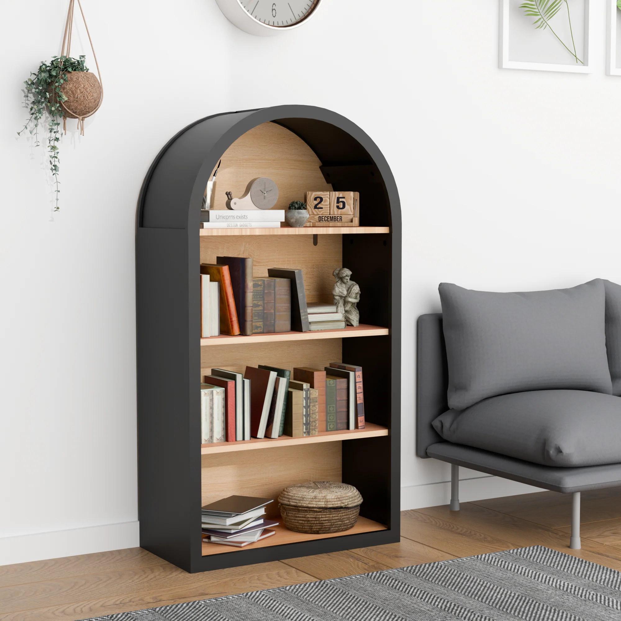 Pinevale 4-Tier Arched Bookshelf - Image 13