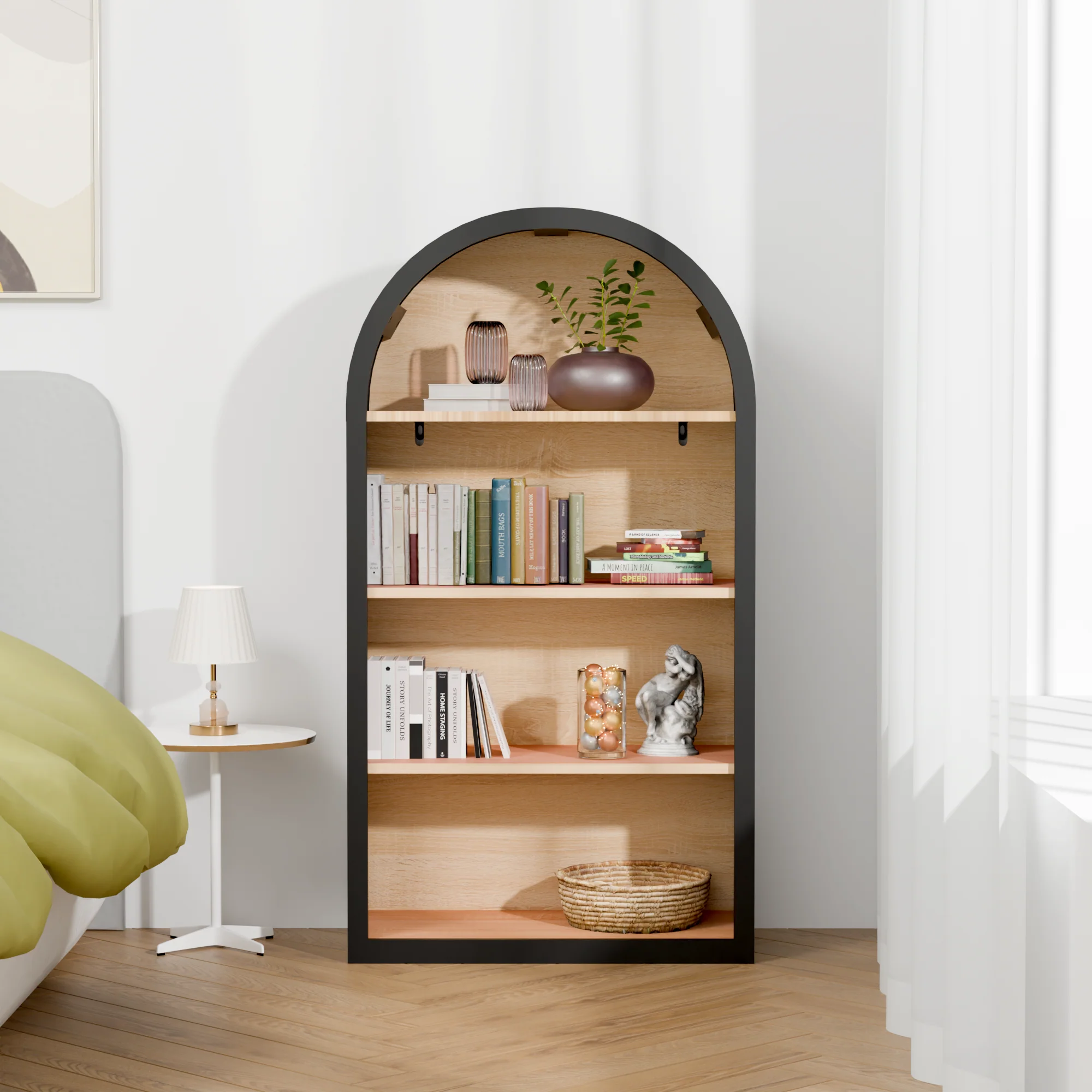 Pinevale 4-Tier Arched Bookshelf - Image 3