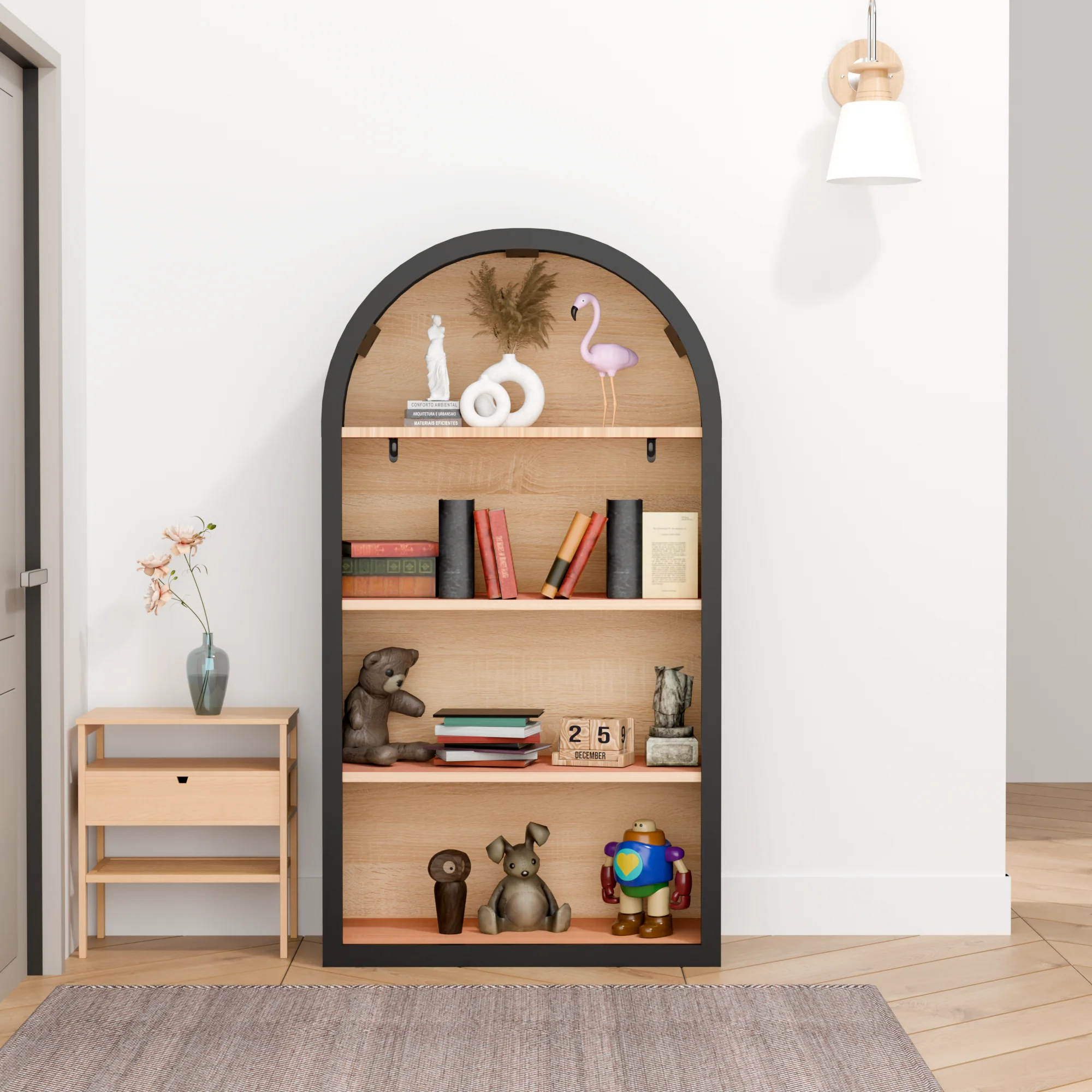 Pinevale 4-Tier Arched Bookshelf - Image 4