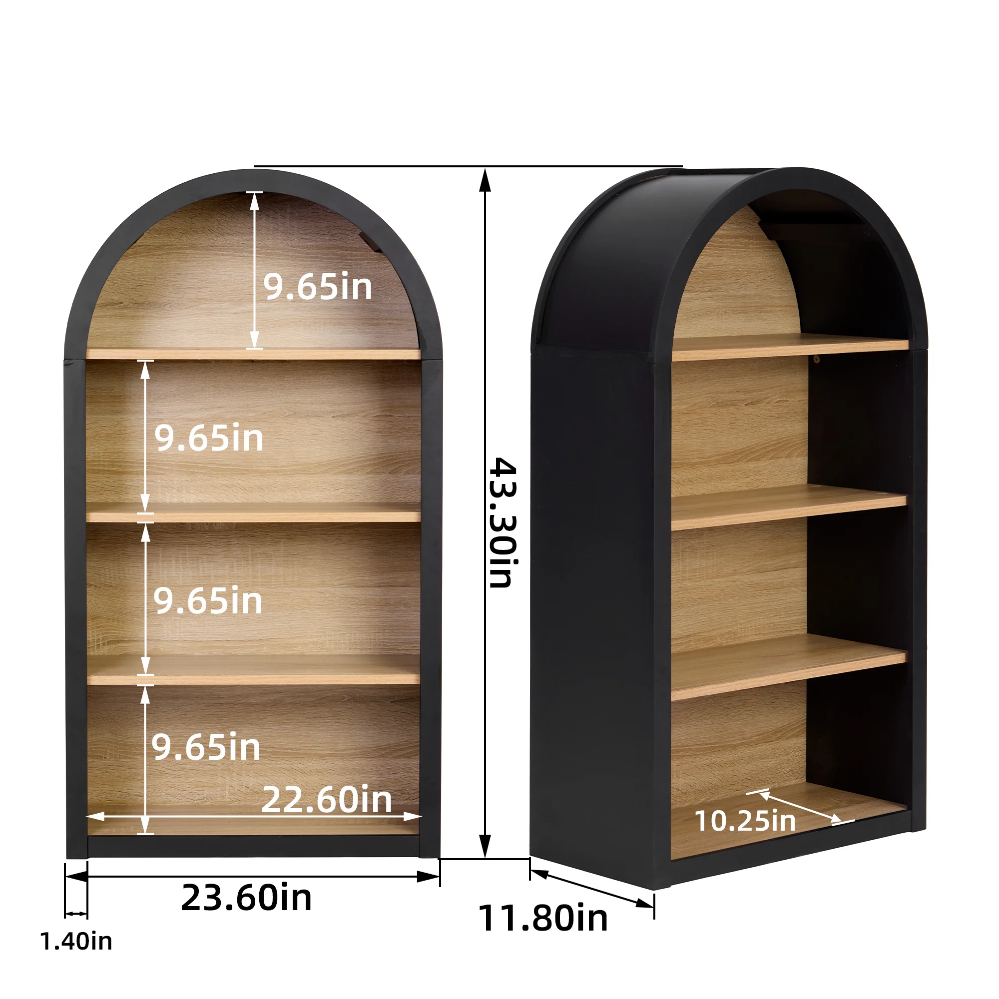 Pinevale 4-Tier Arched Bookshelf - Image 9