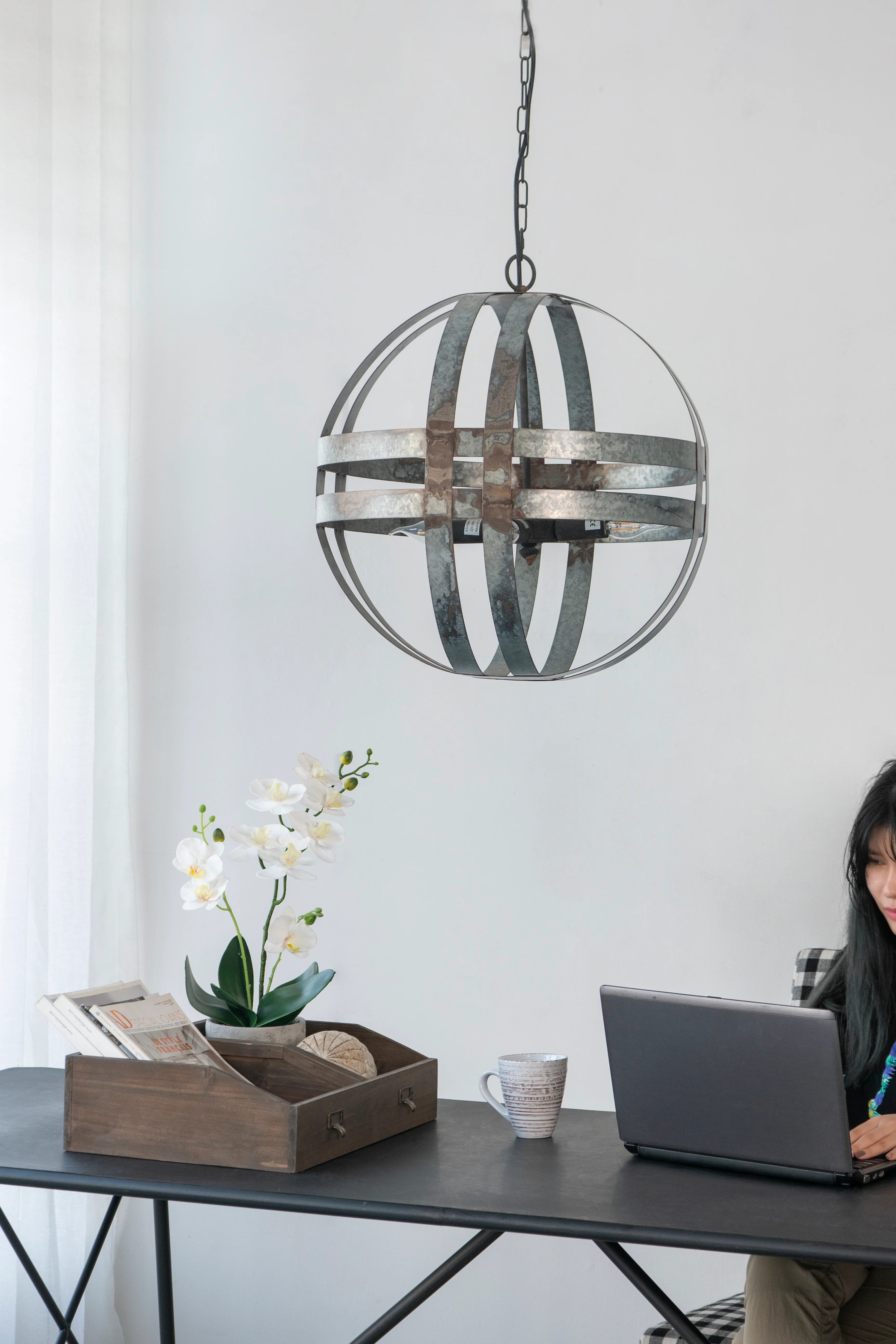 4 - Light Galvanized Chandelier - Image 5