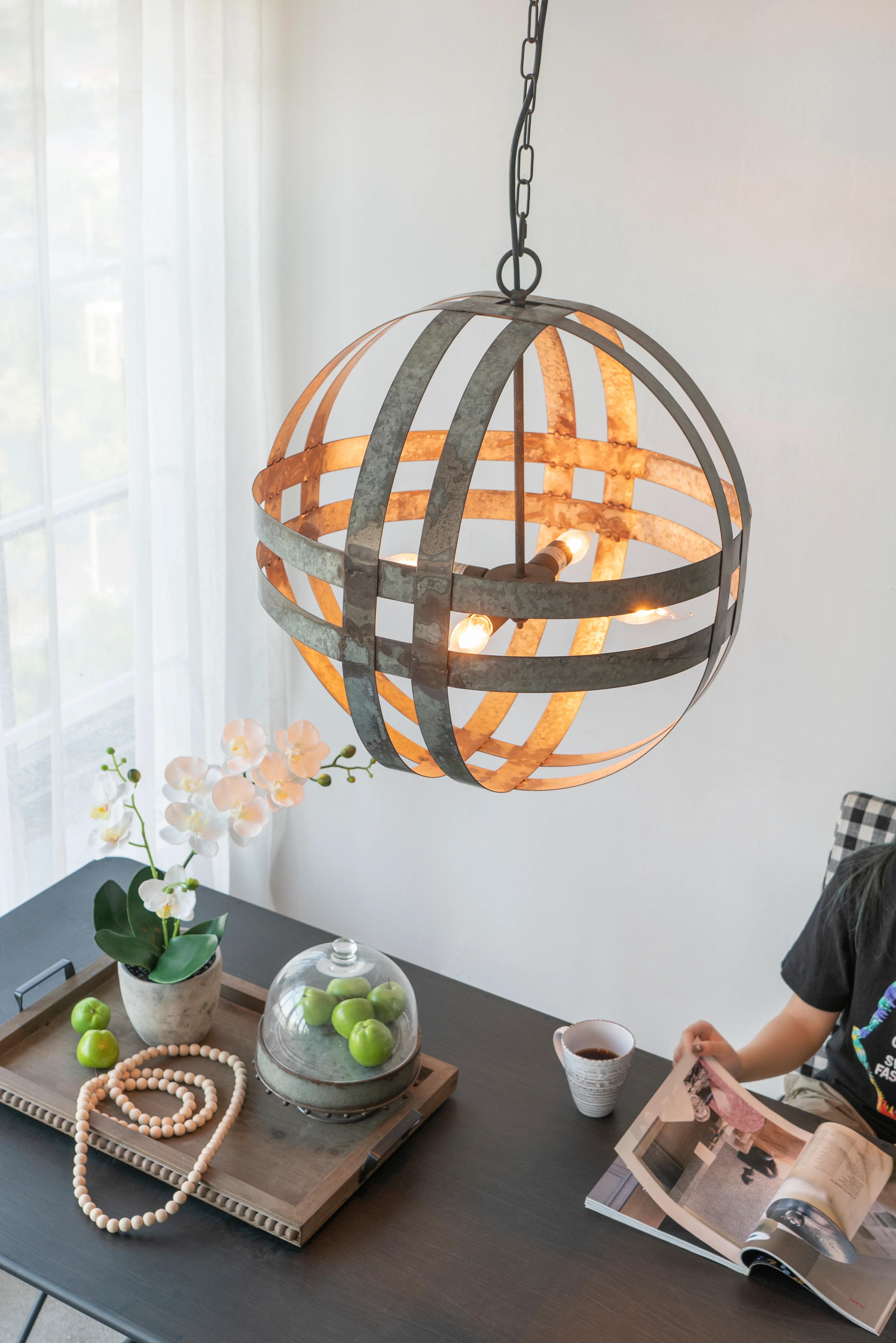 4 - Light Galvanized Chandelier - Image 6