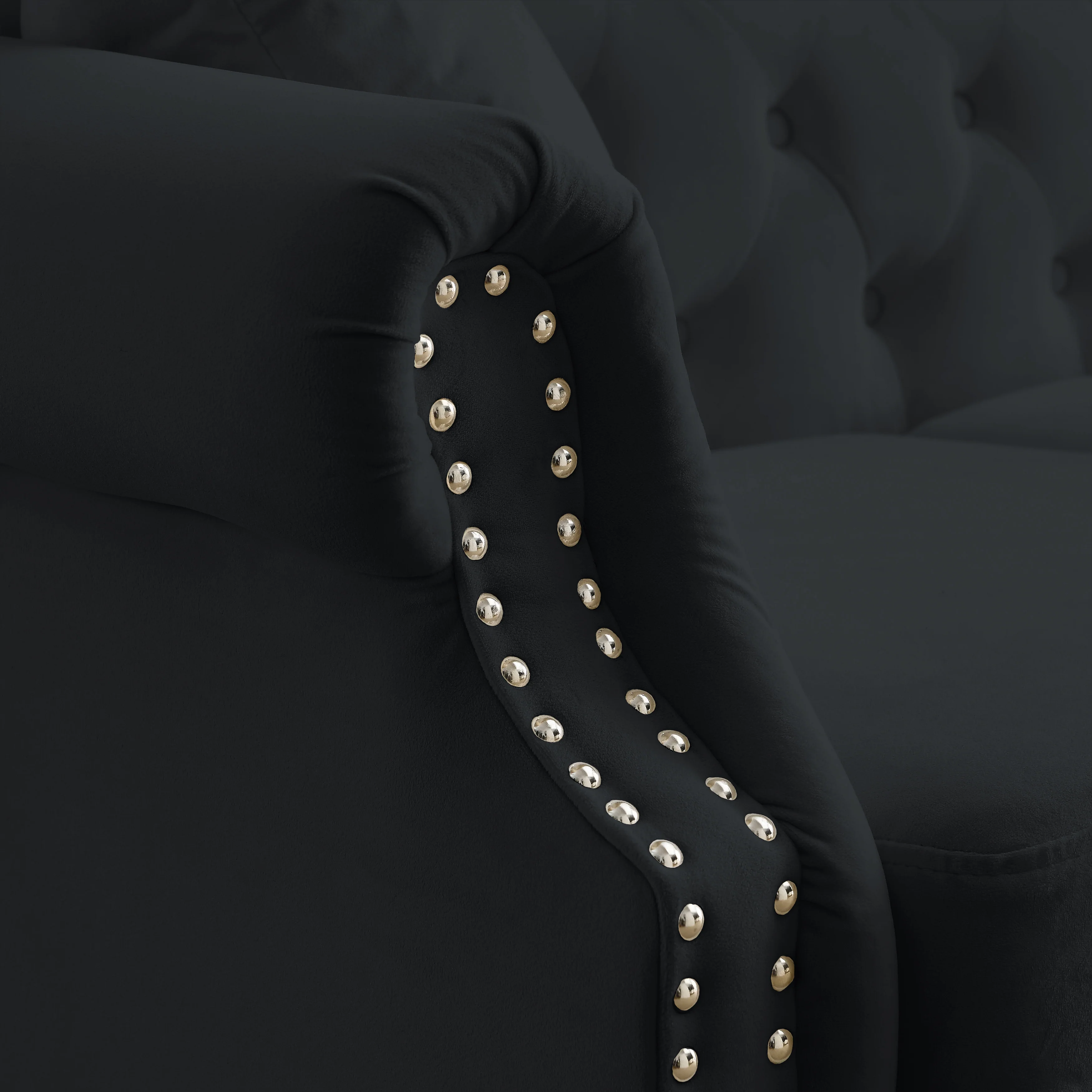 Black Velvet Chesterfield Sofa - Image 10