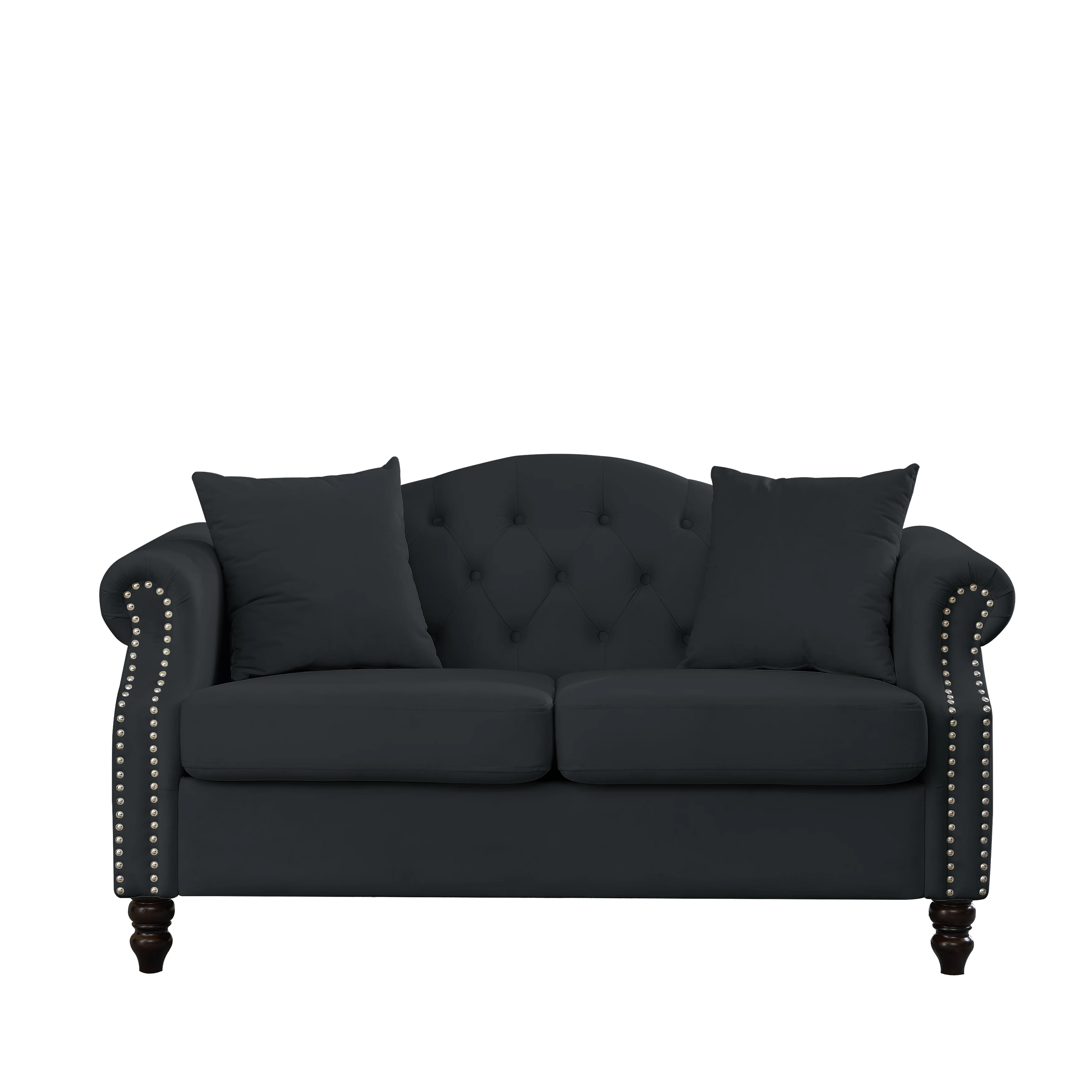 Black Velvet Chesterfield Sofa - Image 6