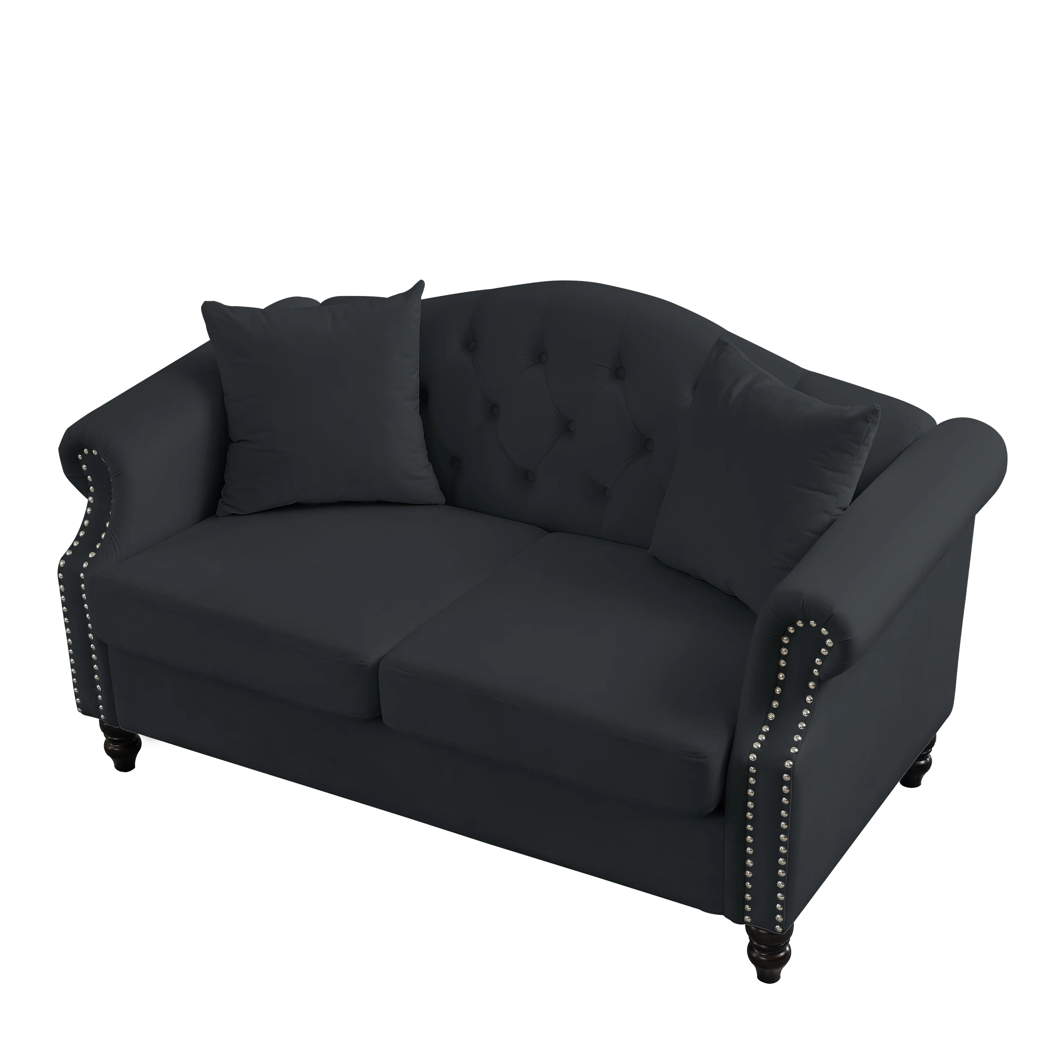 Black Velvet Chesterfield Sofa - Image 7