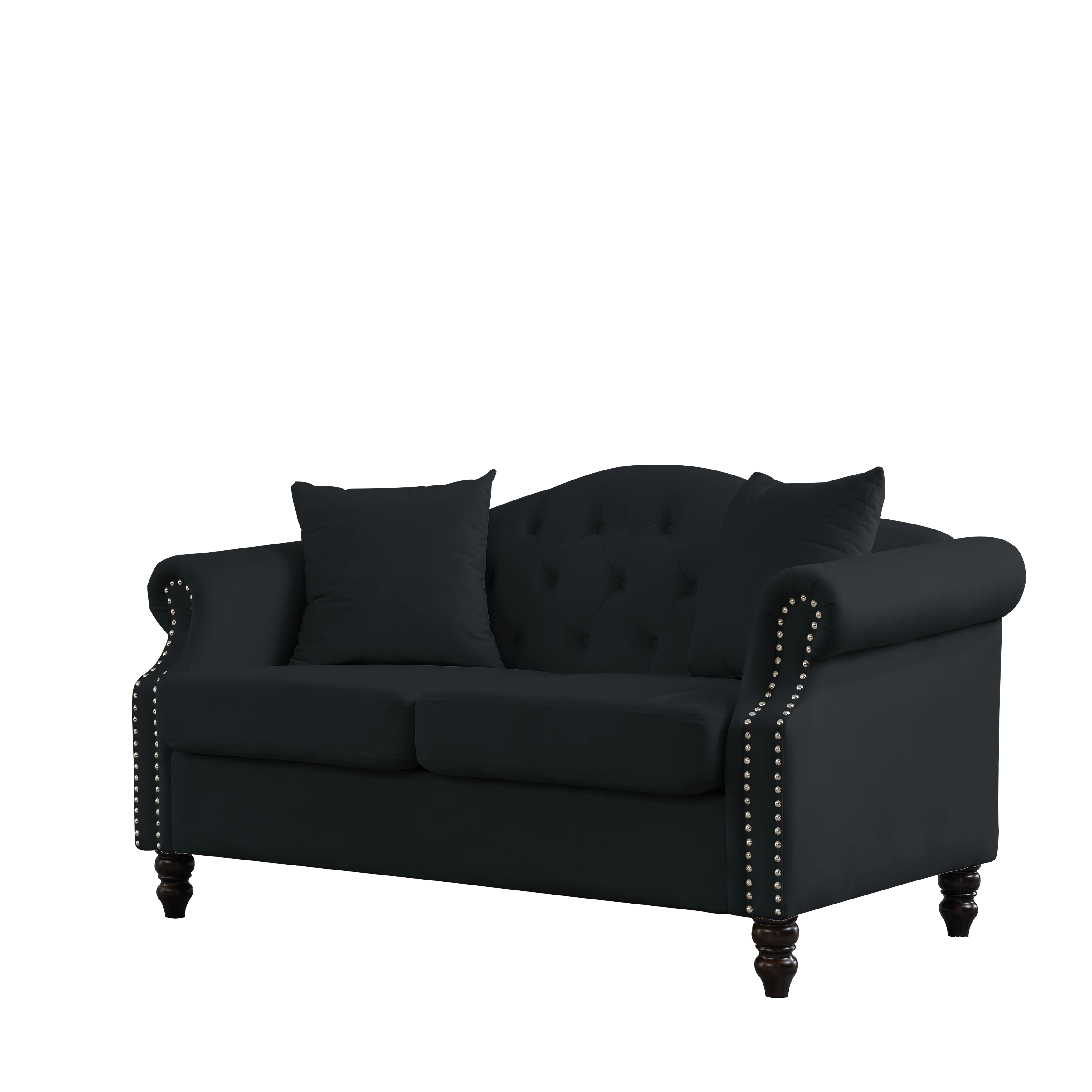 Black Velvet Chesterfield Sofa - Image 8