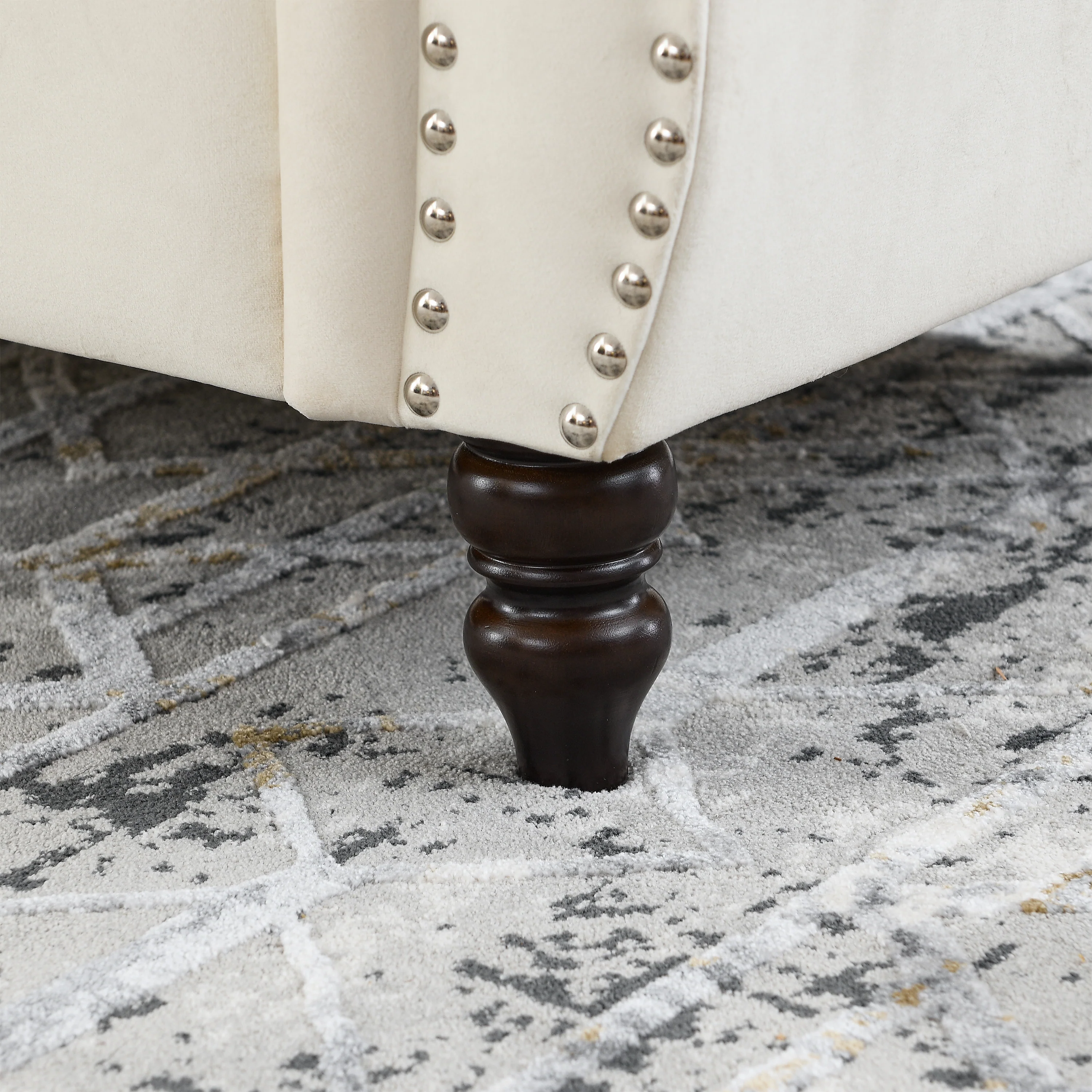 Nailhead Velvet Chesterfield Loveseat - Image 10