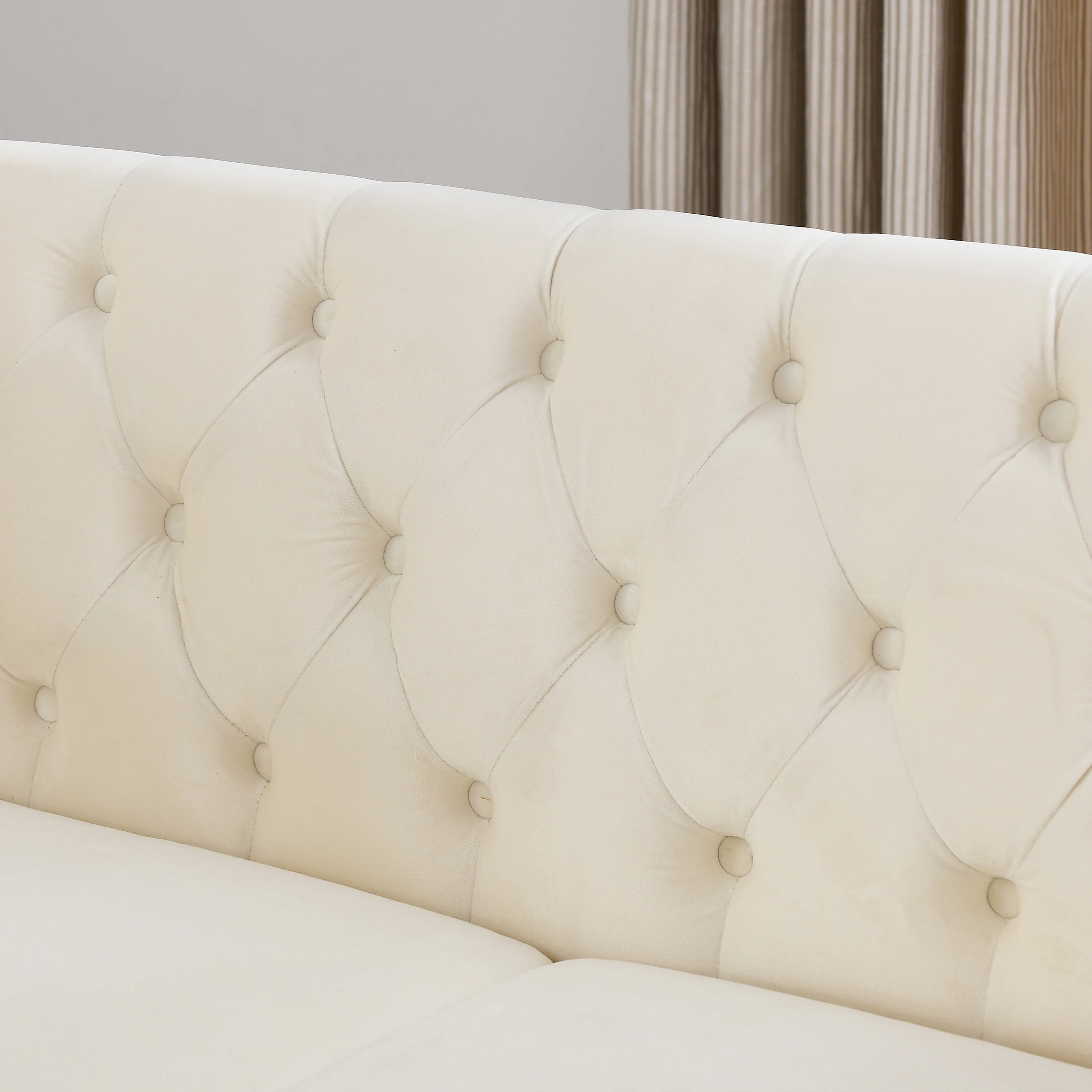 Nailhead Velvet Chesterfield Loveseat - Image 11