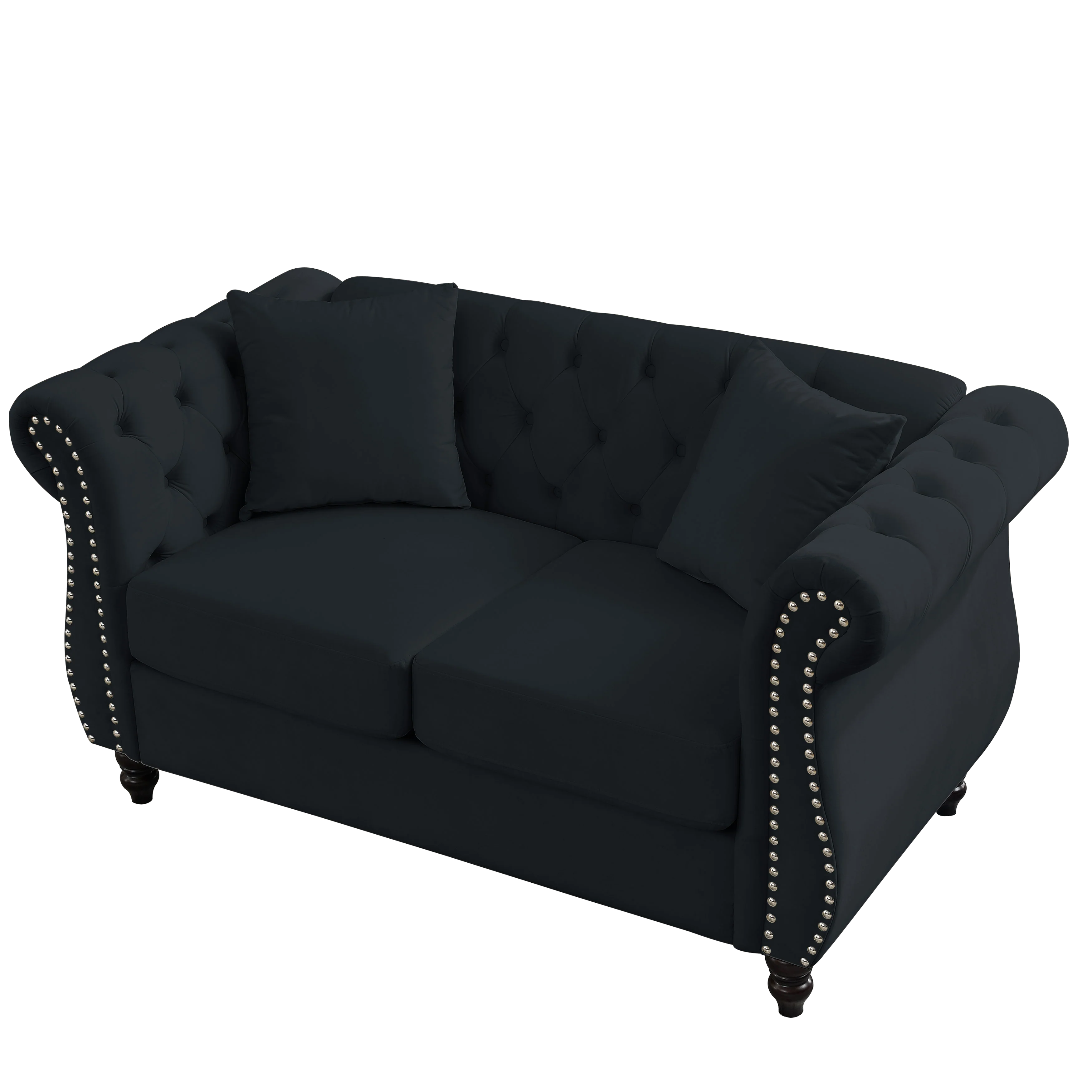 Nailhead Velvet Chesterfield Loveseat - Image 19