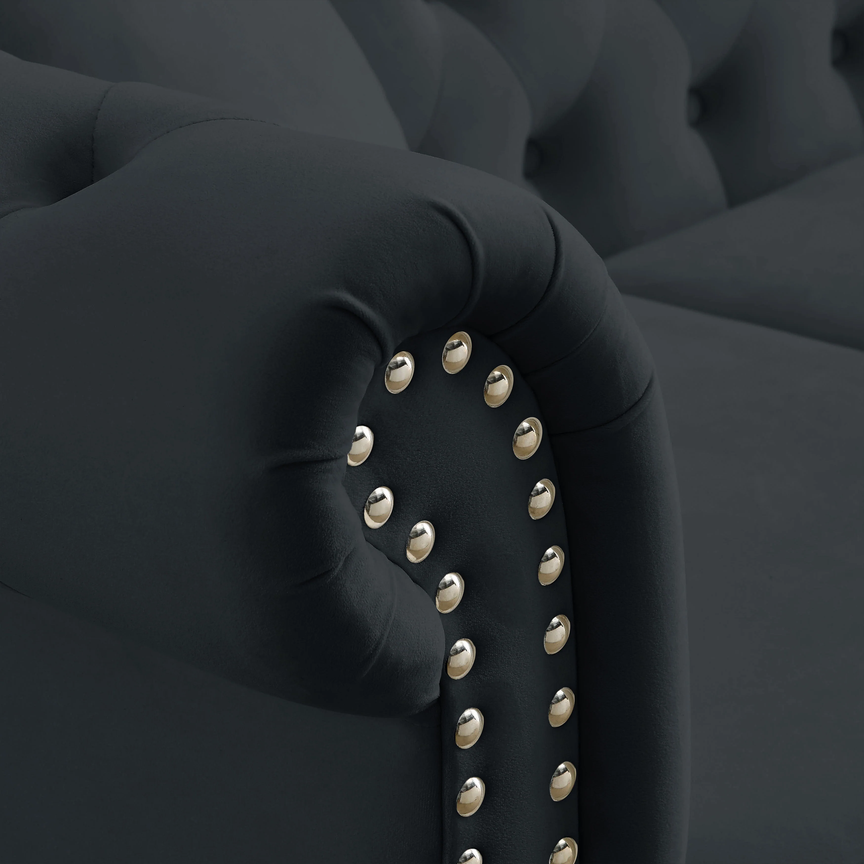 Nailhead Velvet Chesterfield Loveseat - Image 22