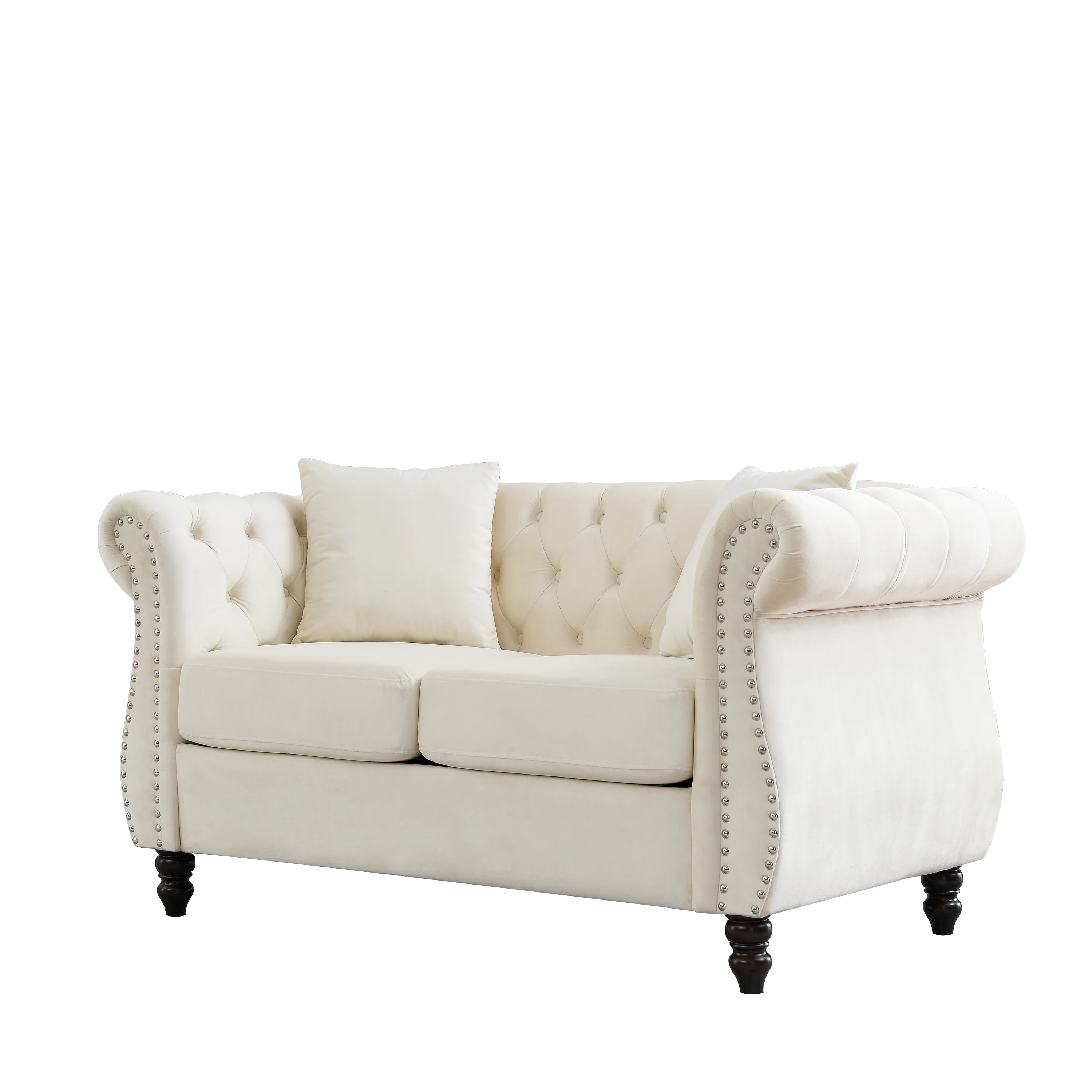 Nailhead Velvet Chesterfield Loveseat - Image 7