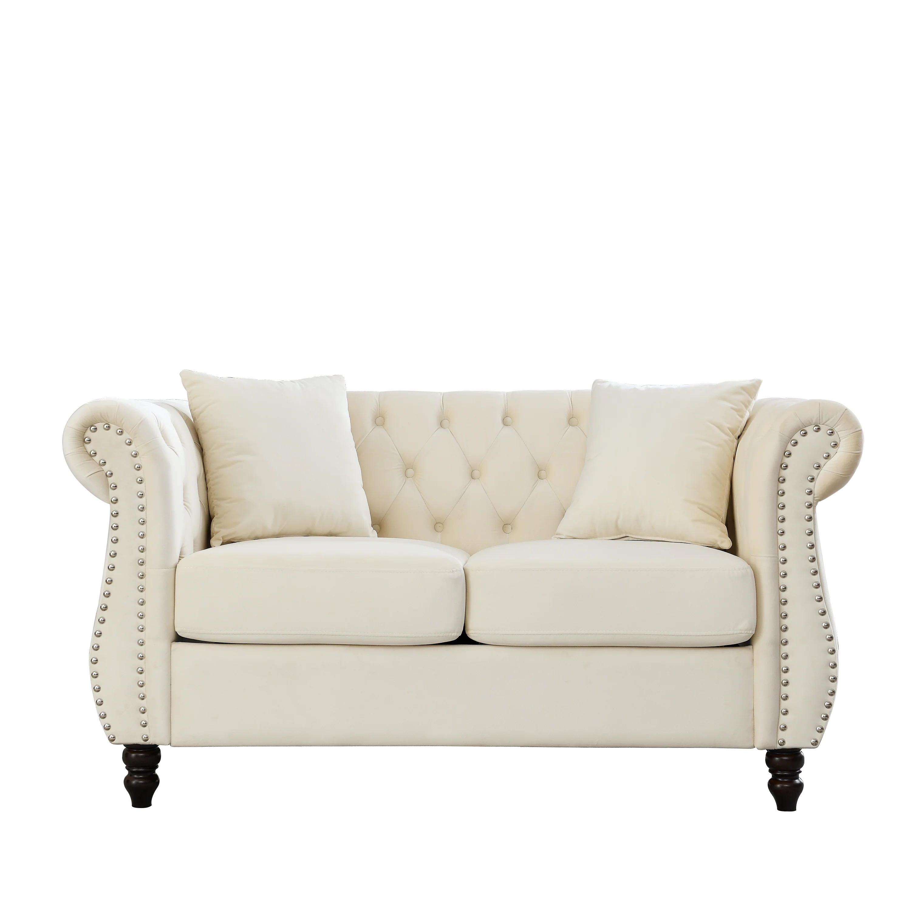 Nailhead Velvet Chesterfield Loveseat - Image 9