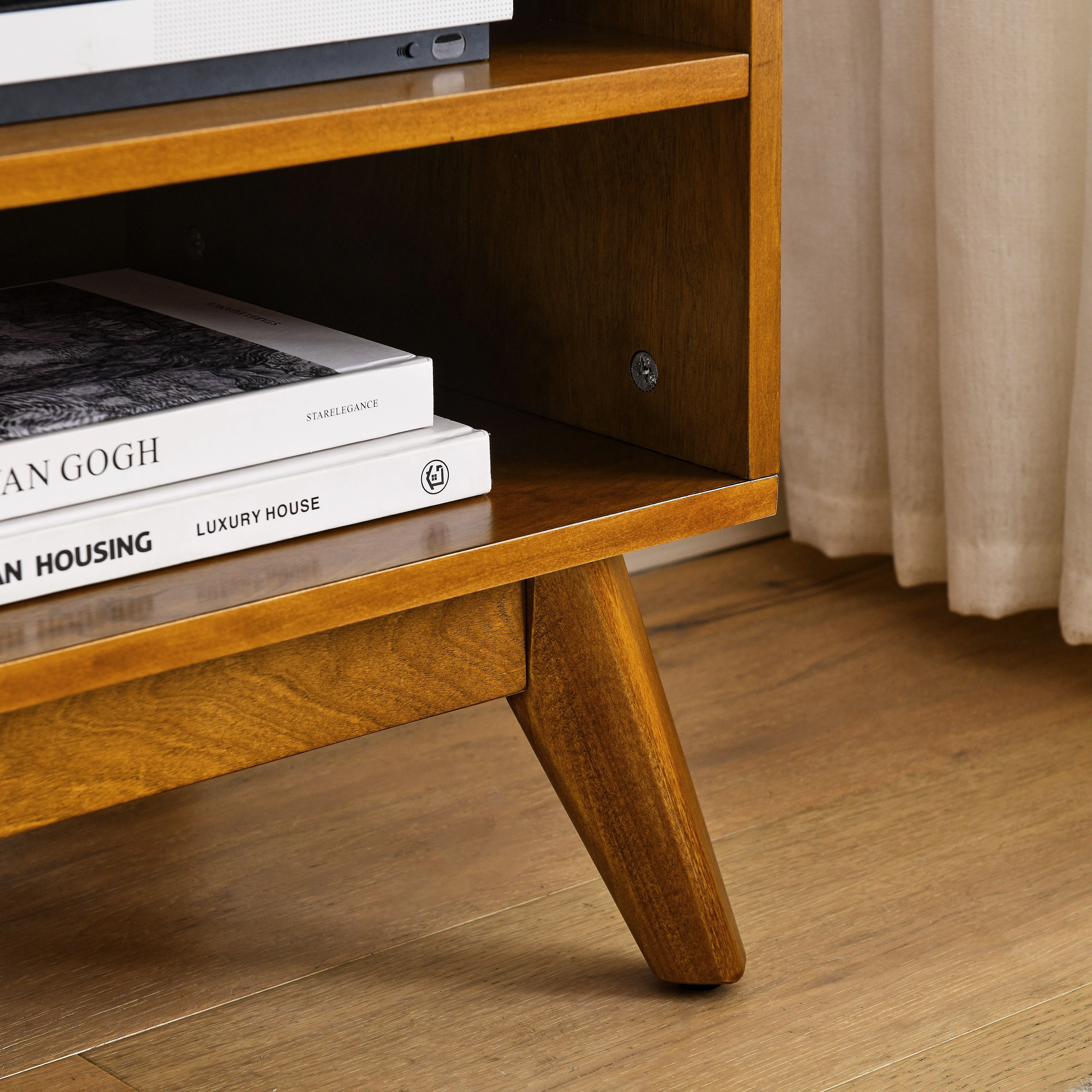 Mid Century Modern Rattan TV Stand for 65 Inch TV - Image 13