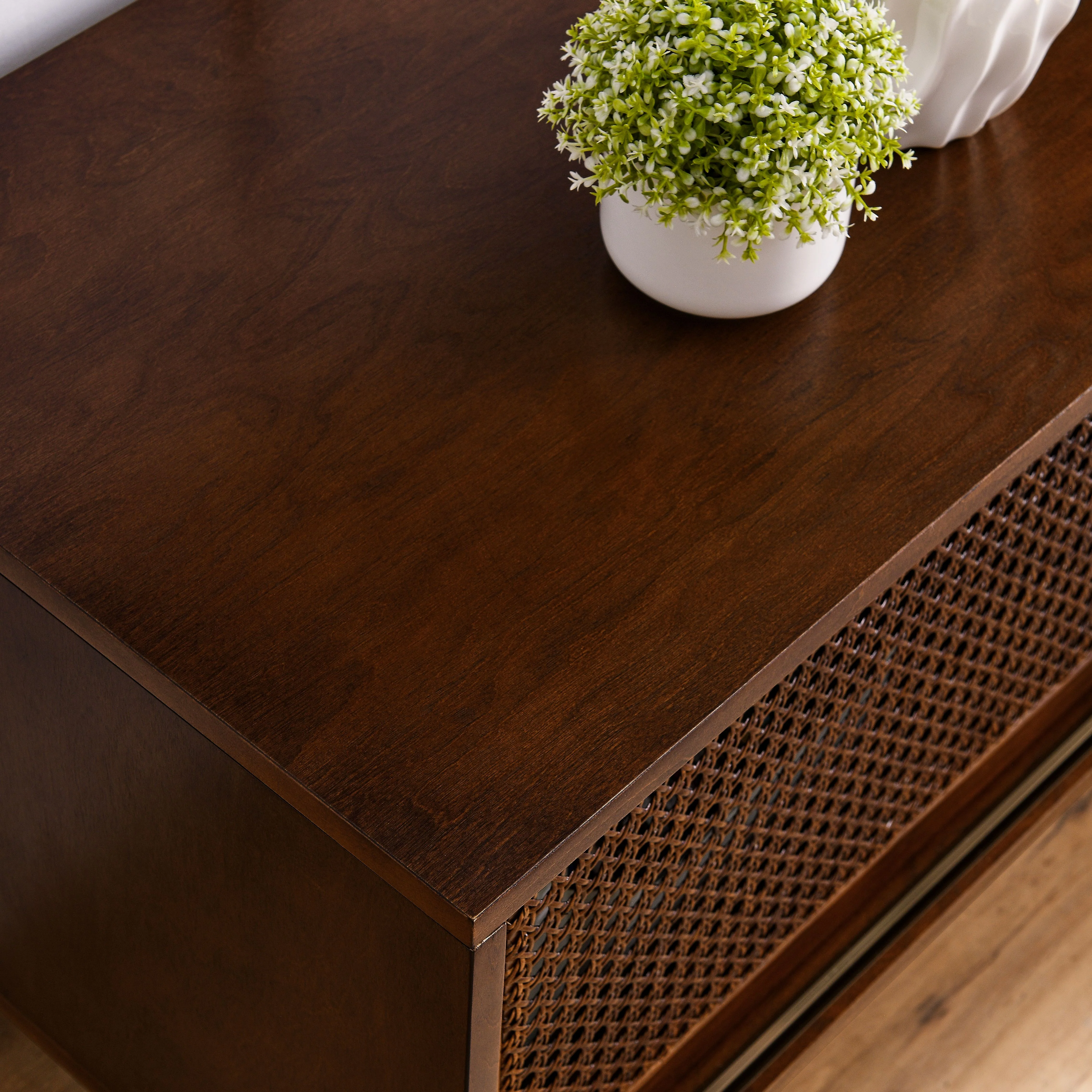 Mid Century Modern Rattan TV Stand for 65 Inch TV - Image 6
