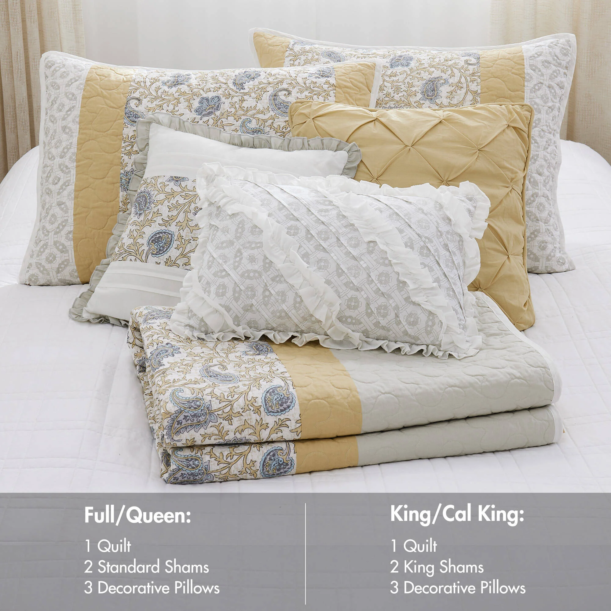 6 Piece Cotton Percale Quilt Set with Throw Pillows - Image 14