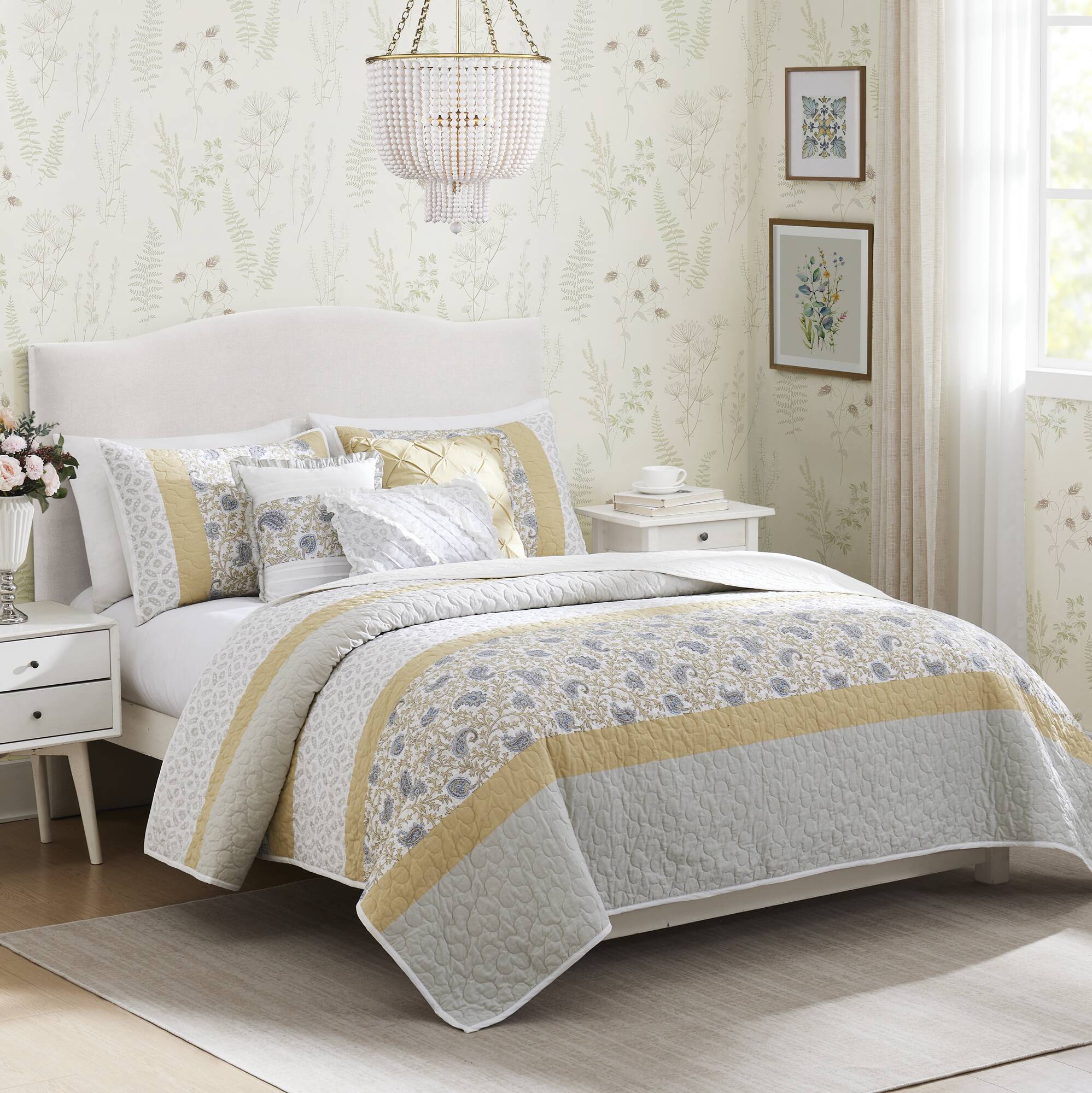 6 Piece Cotton Percale Quilt Set with Throw Pillows - Image 16